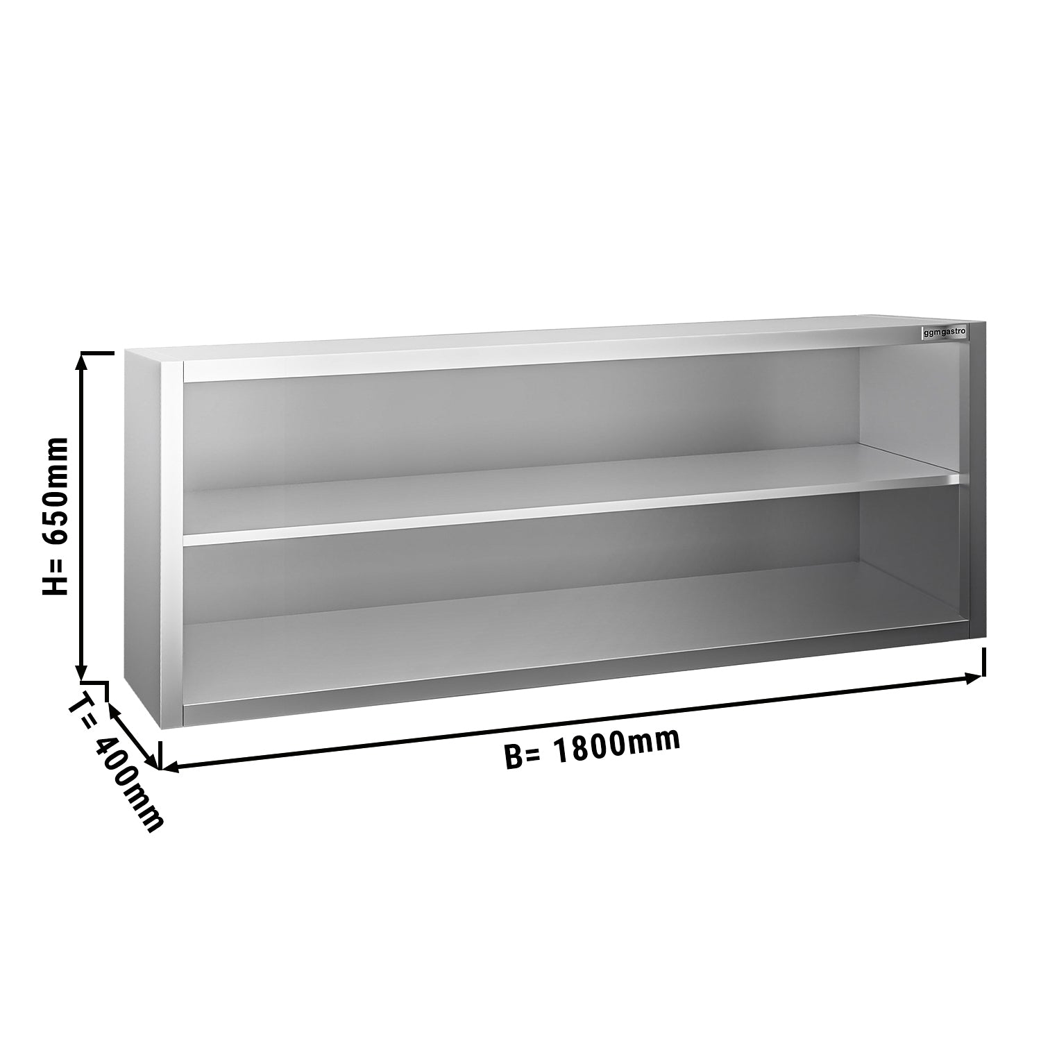 Wall mounted cabinet 1.8 m - 0.65 m high - without sliding door