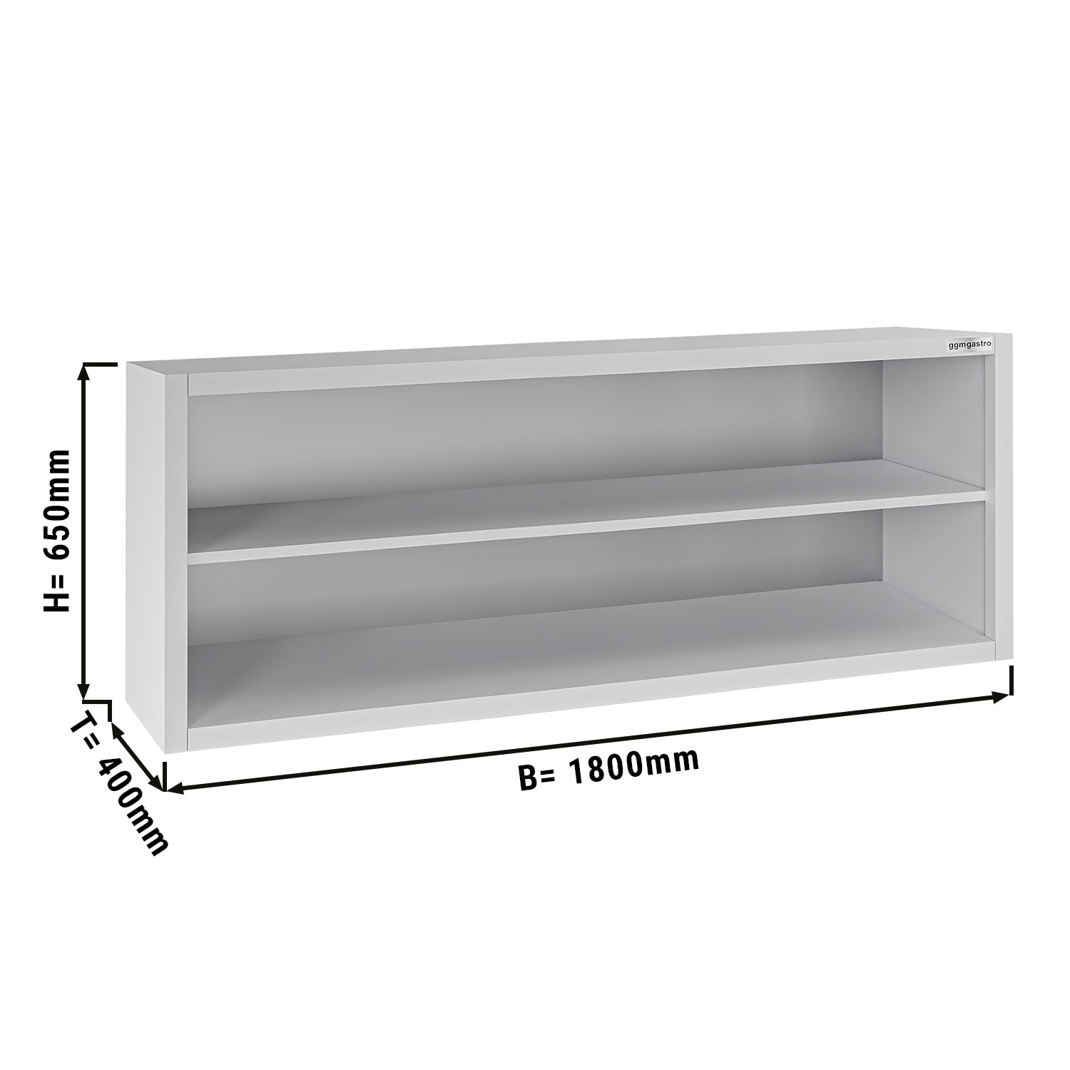 ECO stainless steel wall cabinet - 1.8 m - without sliding door - height 0.65 m