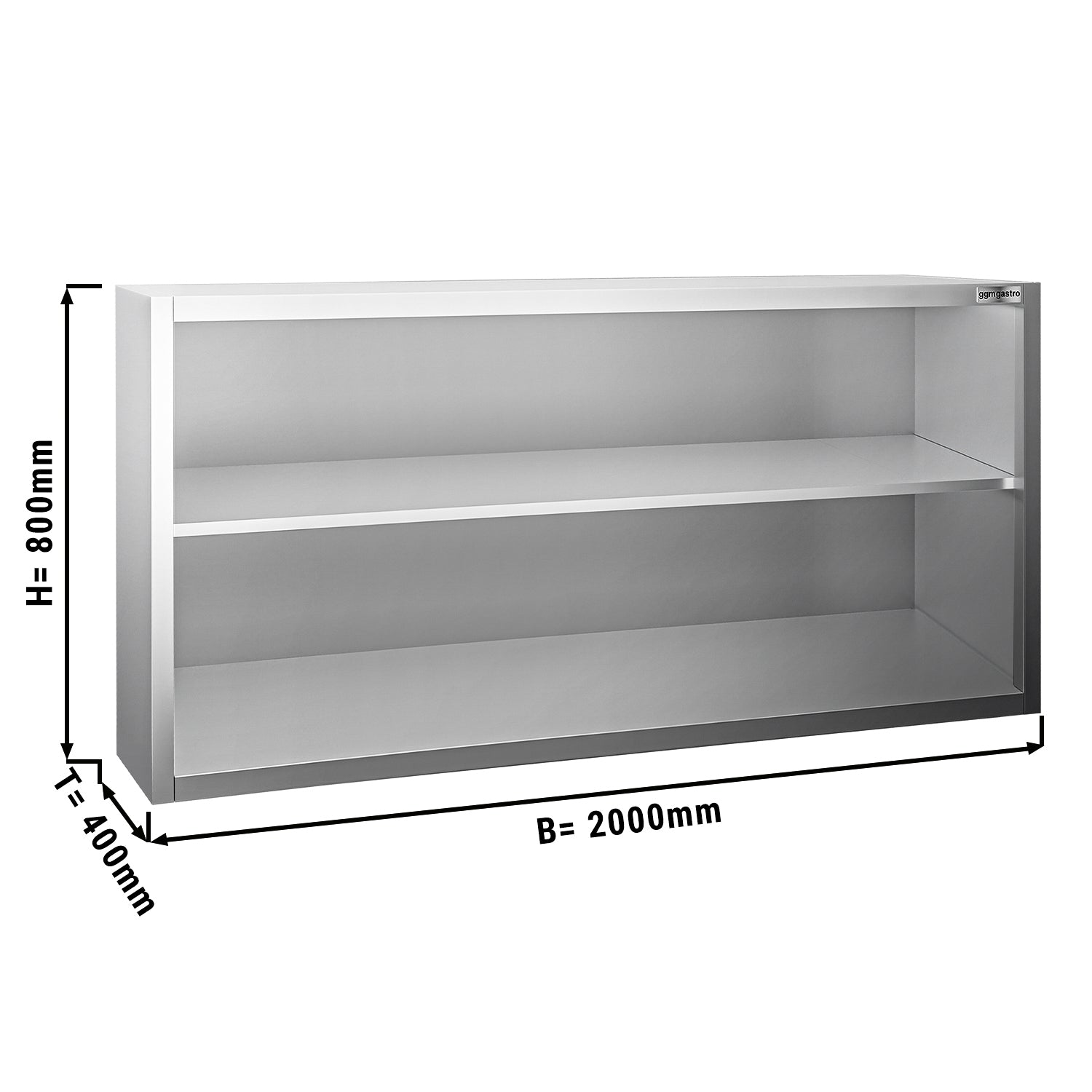 Wall-mounted cabinet 2.0 m - 0.8 m high - without sliding door