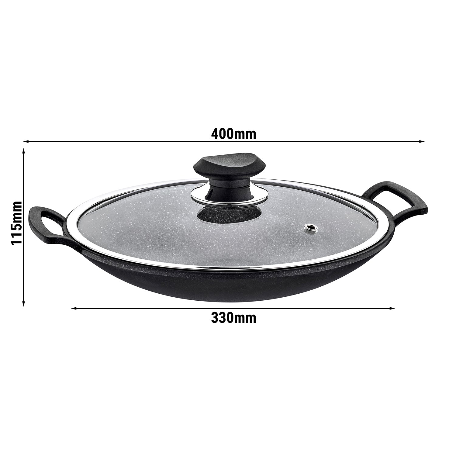 Wok Ø 300 mm with non-stick coating and glass lid