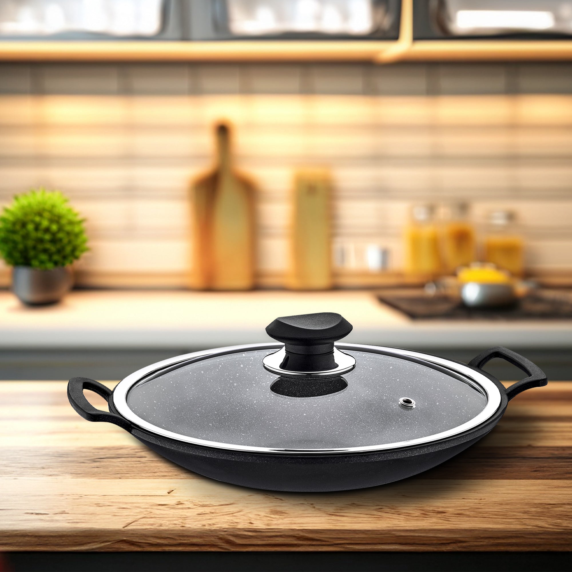 Wok Ø 300 mm with non-stick coating and glass lid