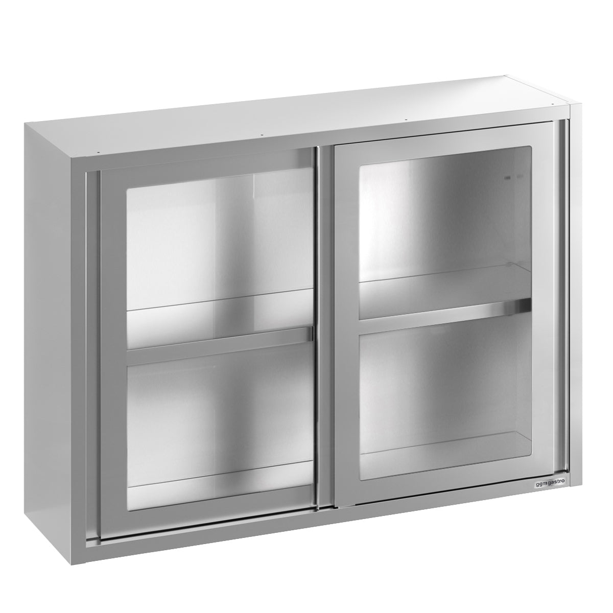 Stainless steel wall cabinet 1.4 m - with sliding glass door - 1.0 m high