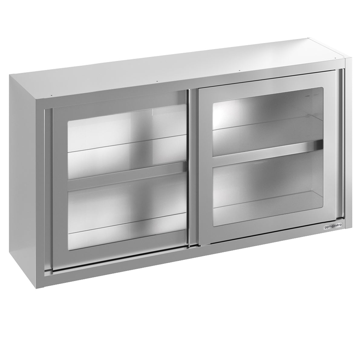 Stainless steel wall cabinet 1.6 m - with sliding glass door - 0.8 m high