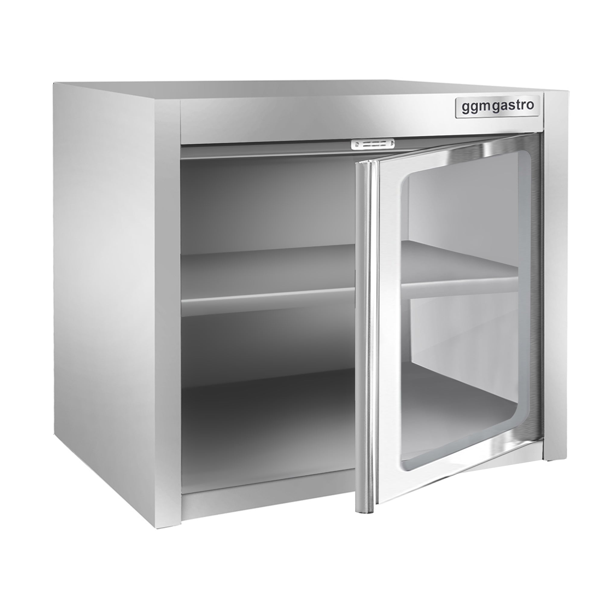 Stainless steel wall cabinet 0.8 m - with glass door - 0.66 m high