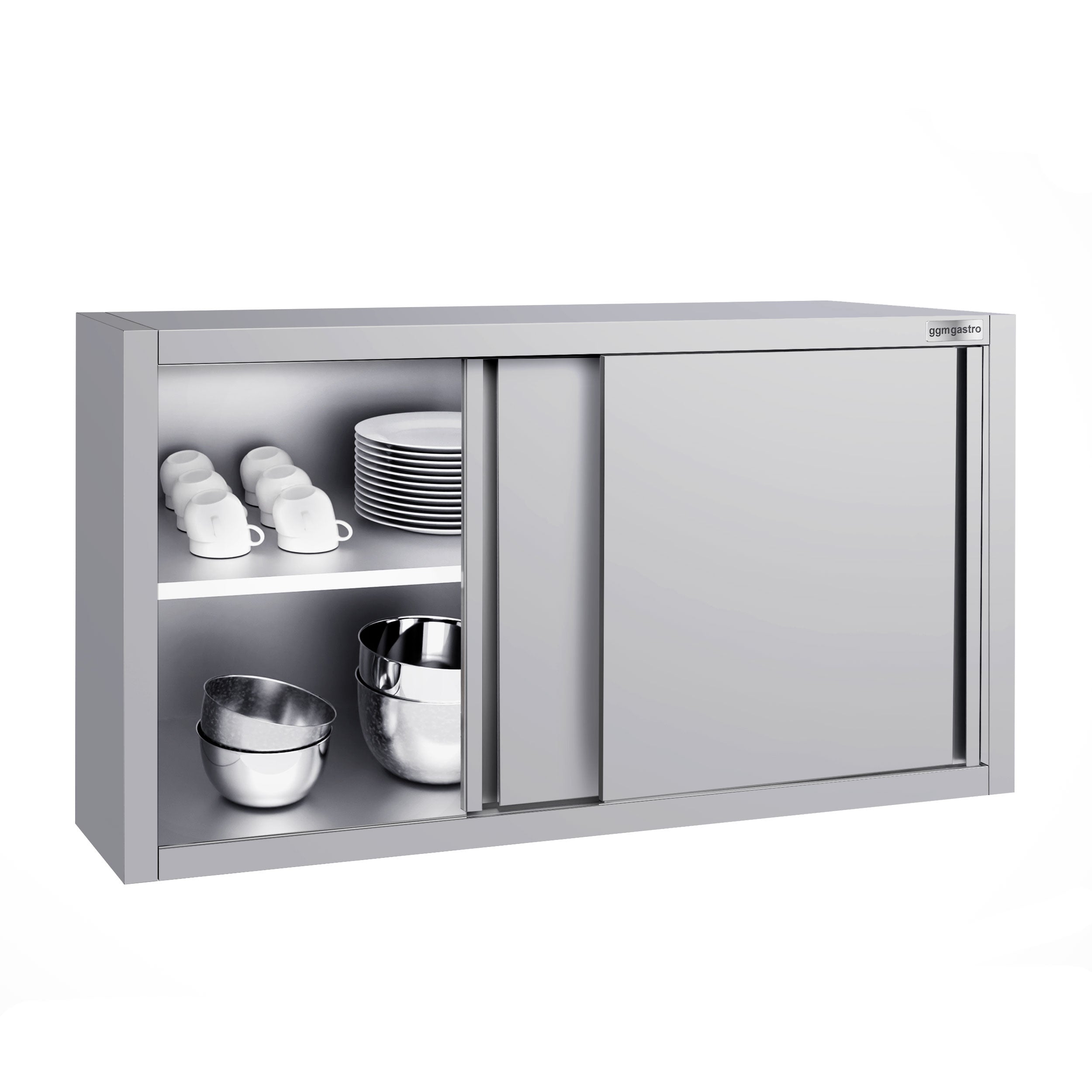 ECO stainless steel wall cabinet - 1.2 m - with sliding door - height 0.65 m