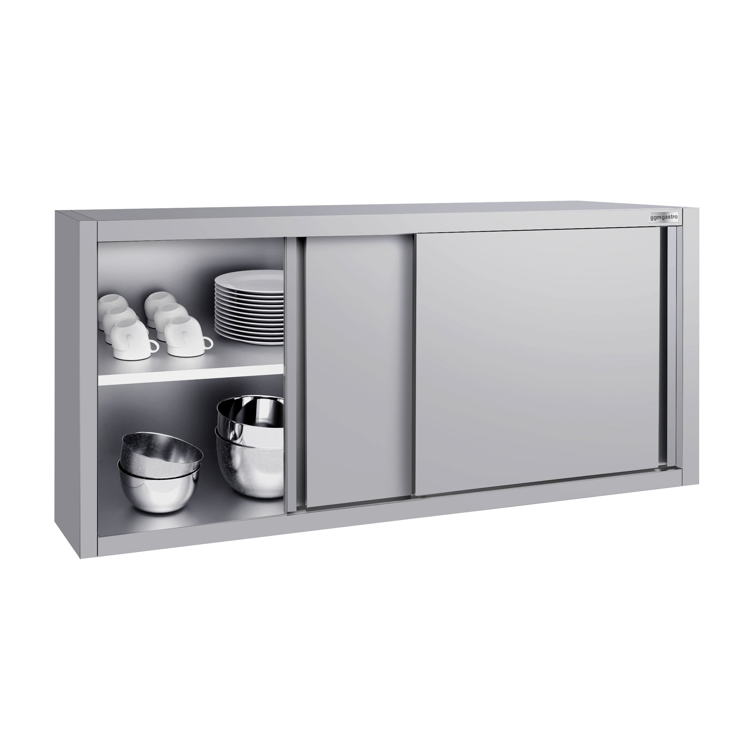 ECO stainless steel wall cabinet - 1600 mm - with sliding door - height 650 mm