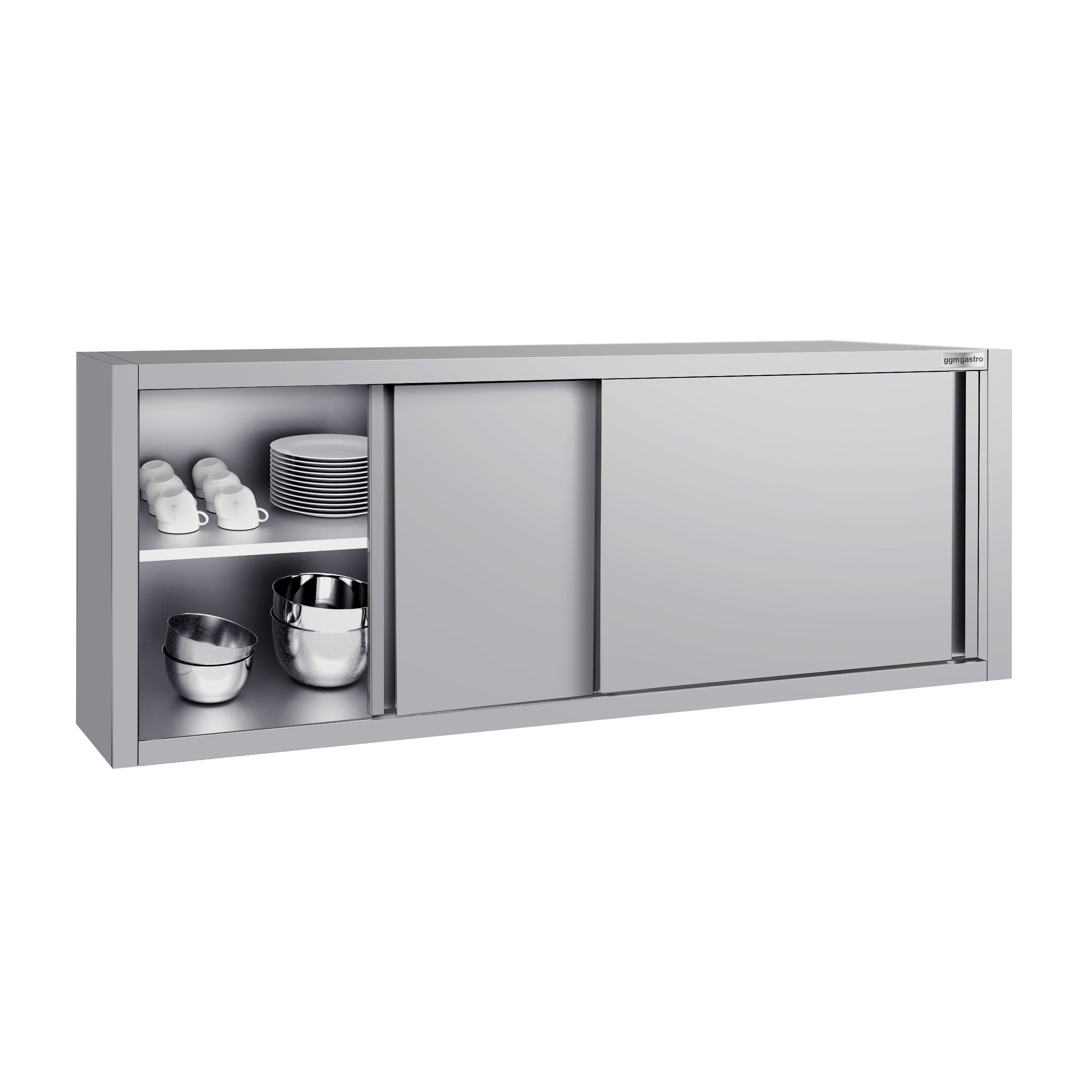 ECO stainless steel wall cabinet - 2000 mm - with sliding door - height 650 mm