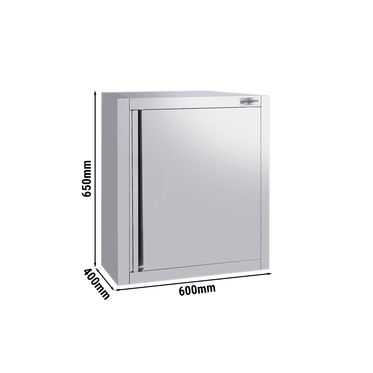 ECO stainless steel wall cabinet - 600 mm - with hinged door - height 650 mm