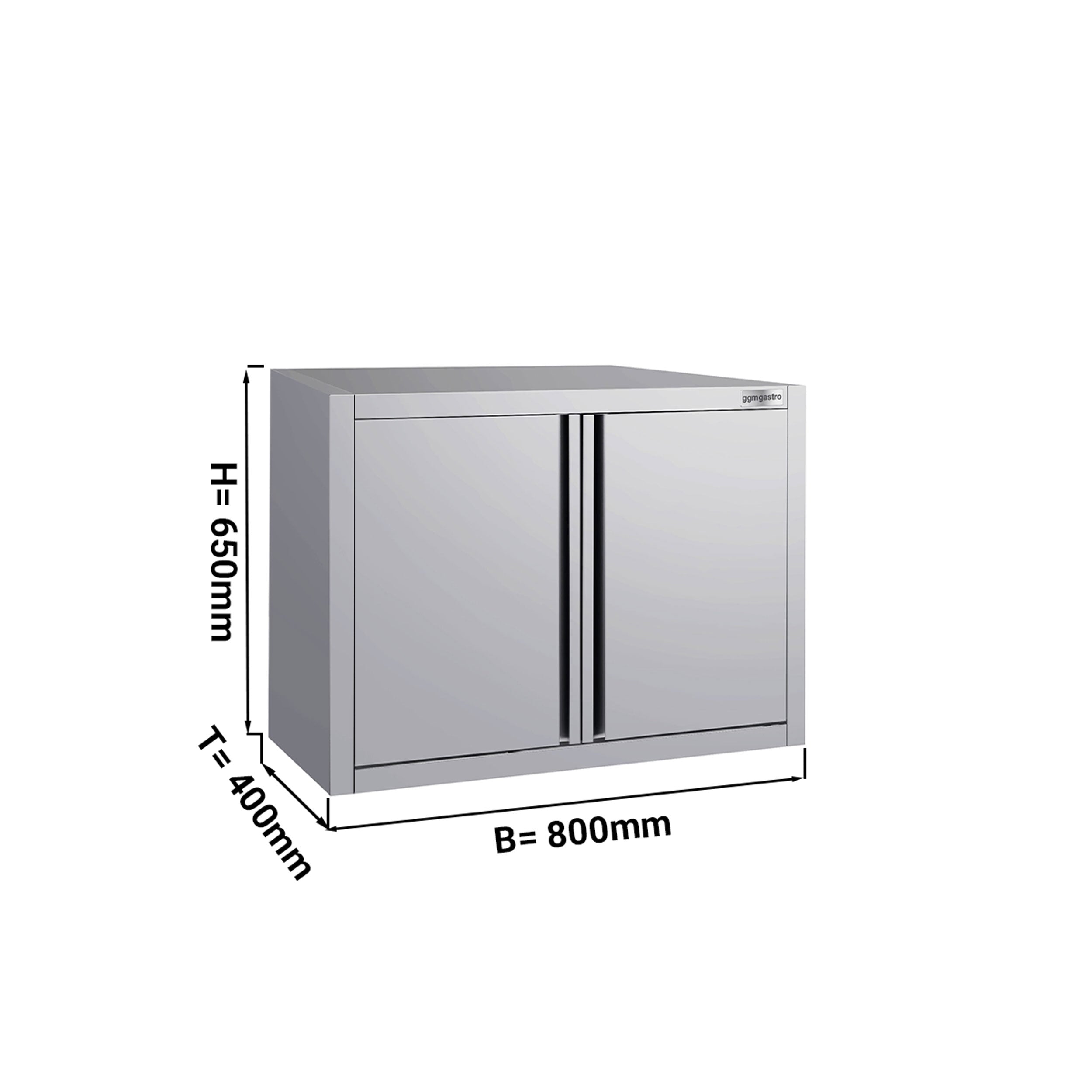 ECO stainless steel wall cabinet - 0.8 m - with hinged door - height 0.65 m