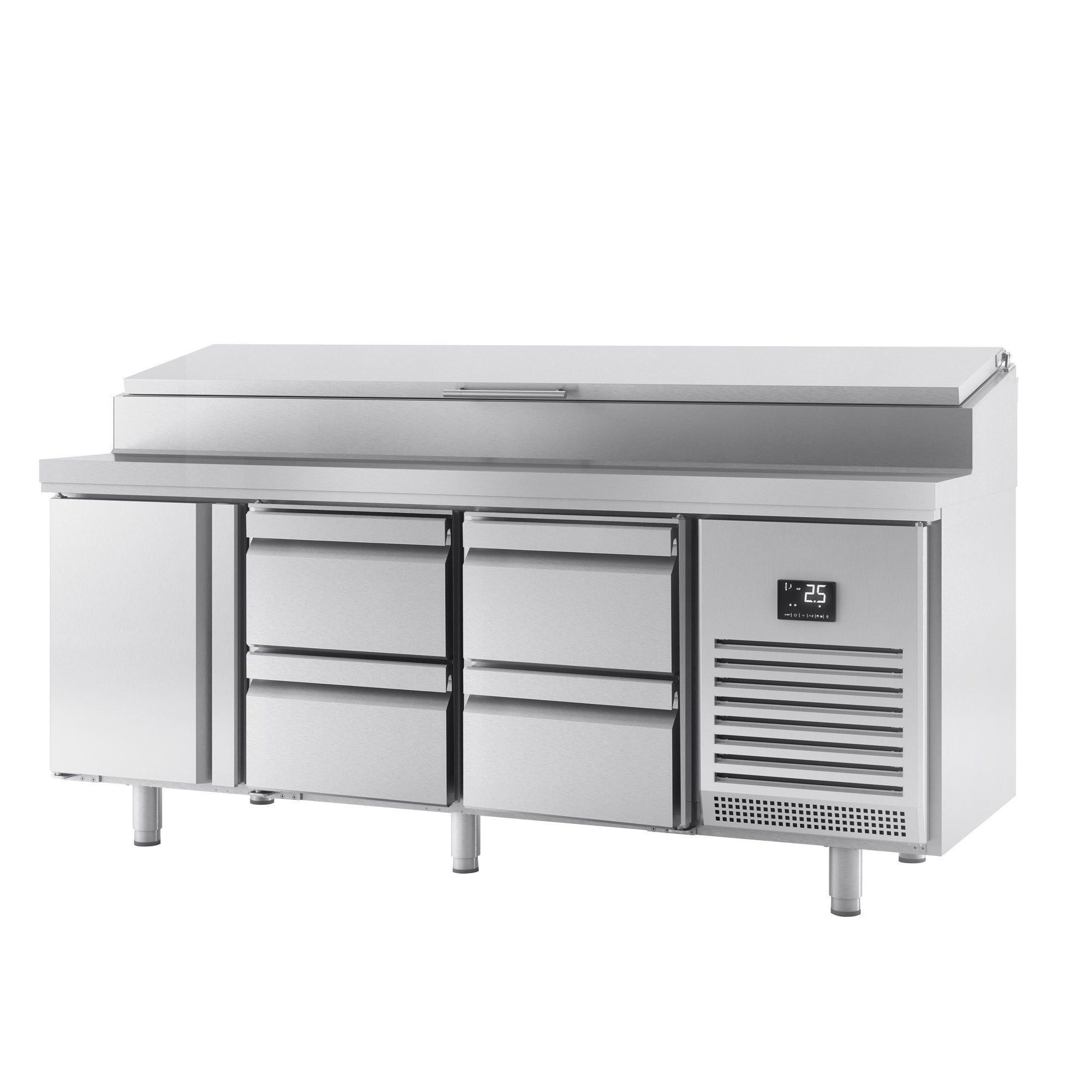 Refrigerated table (GN) - 1.96 x 0.7 m - with 1 door and 4 drawers 1/2