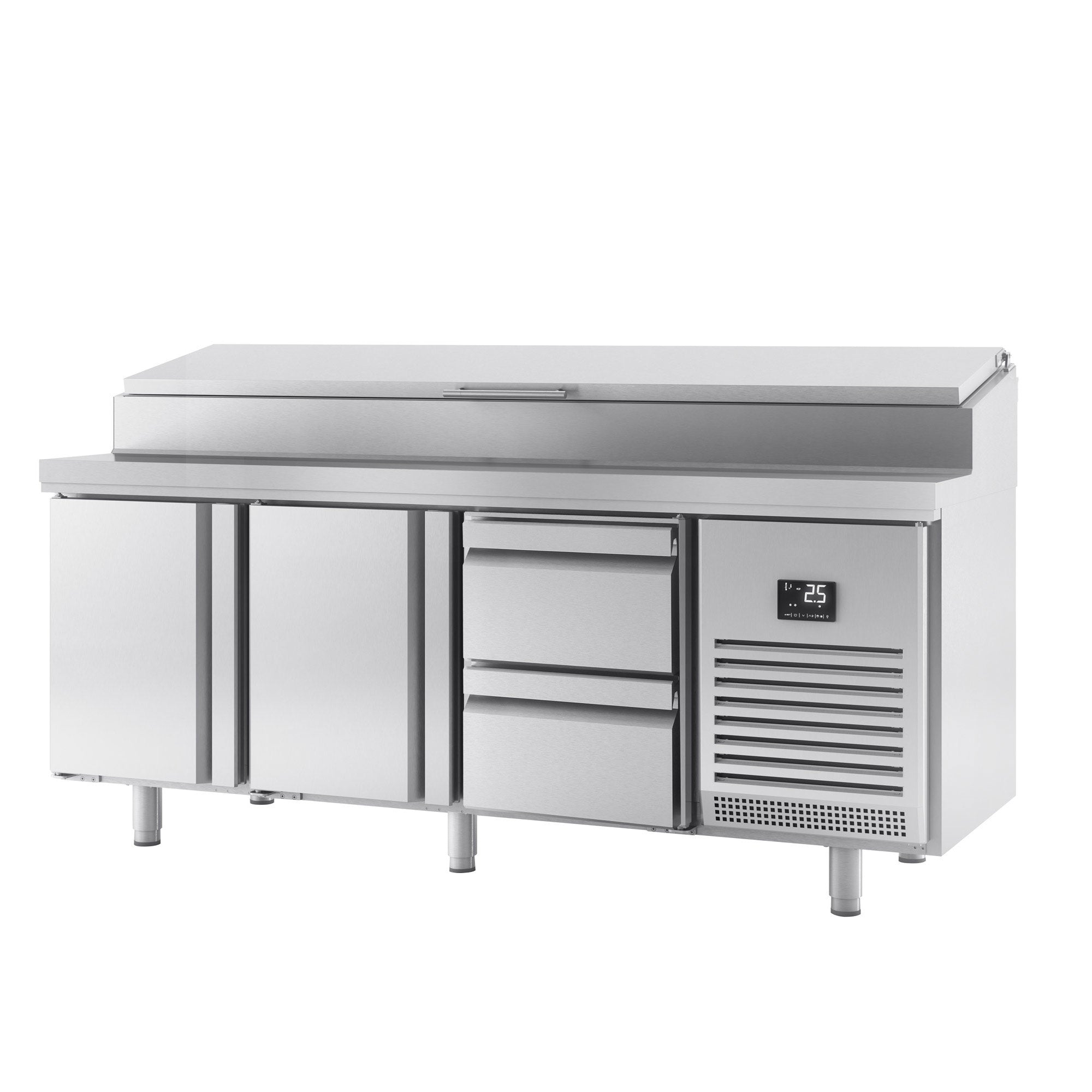 Refrigerated table (GN) - 1.96 x 0.7 m - with 2 doors and 2 drawers 1/2