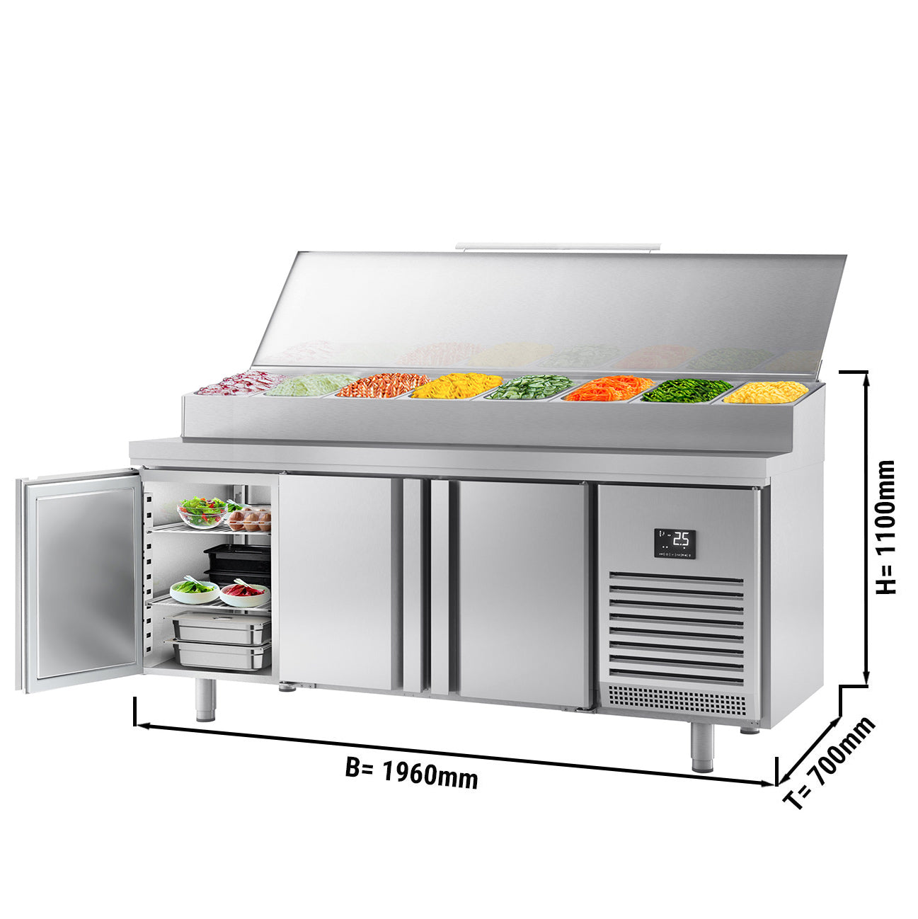 Refrigerated preparation table (GN) - with 3 doors