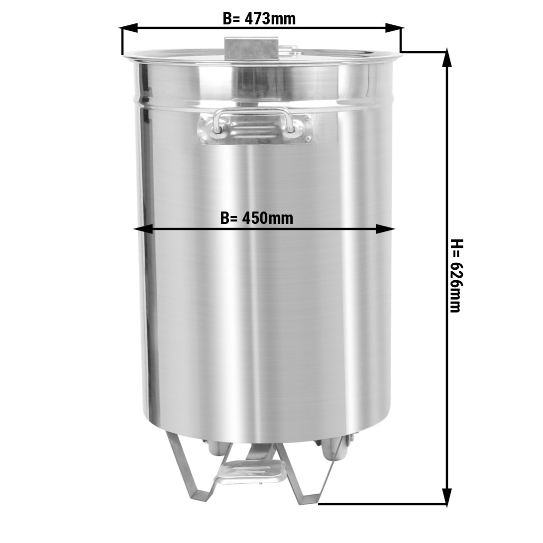 Stainless steel waste bin - 75 liters - with lifting lid and foot pedal