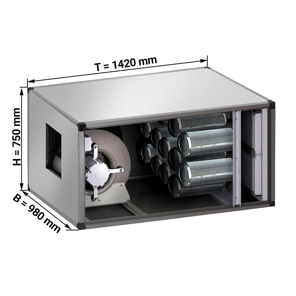 Contaminated air purification system 7000 m³ - with pre-filtration and activated carbon