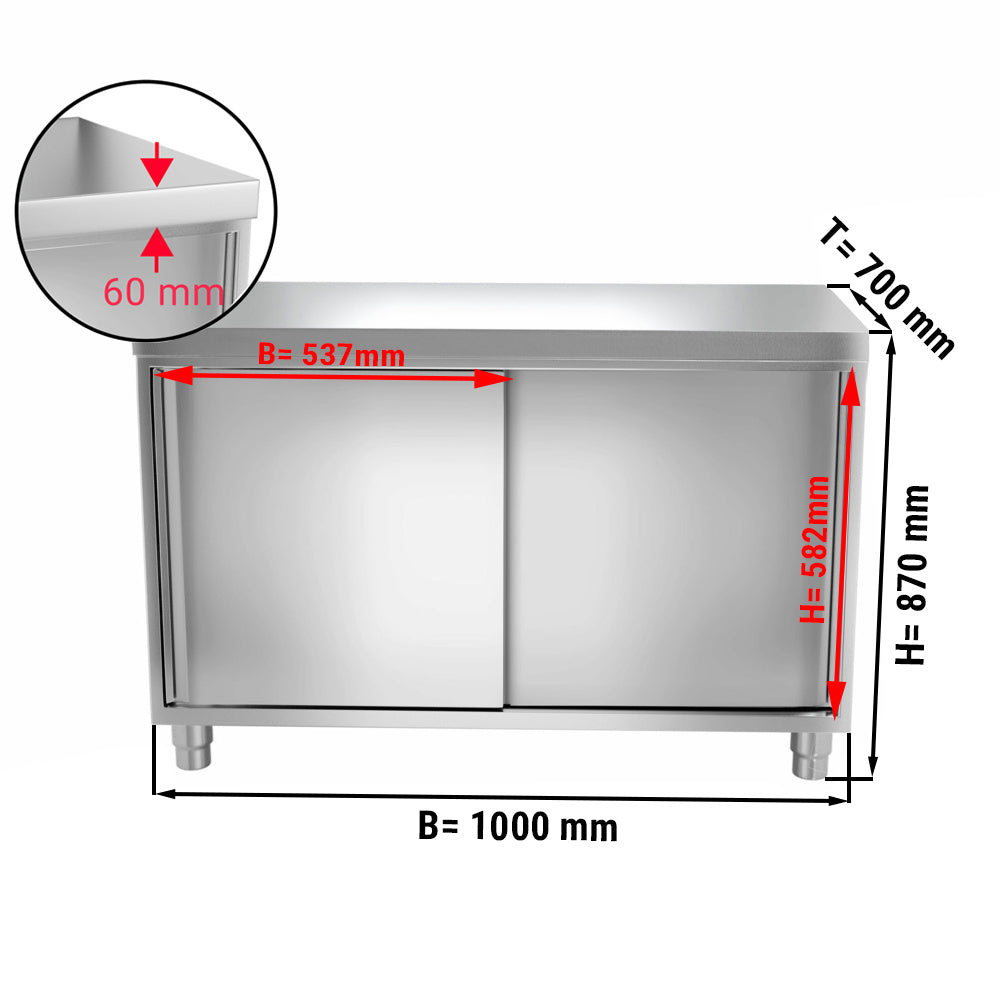 Worktop PREMIUM 1.0 m - with folding door