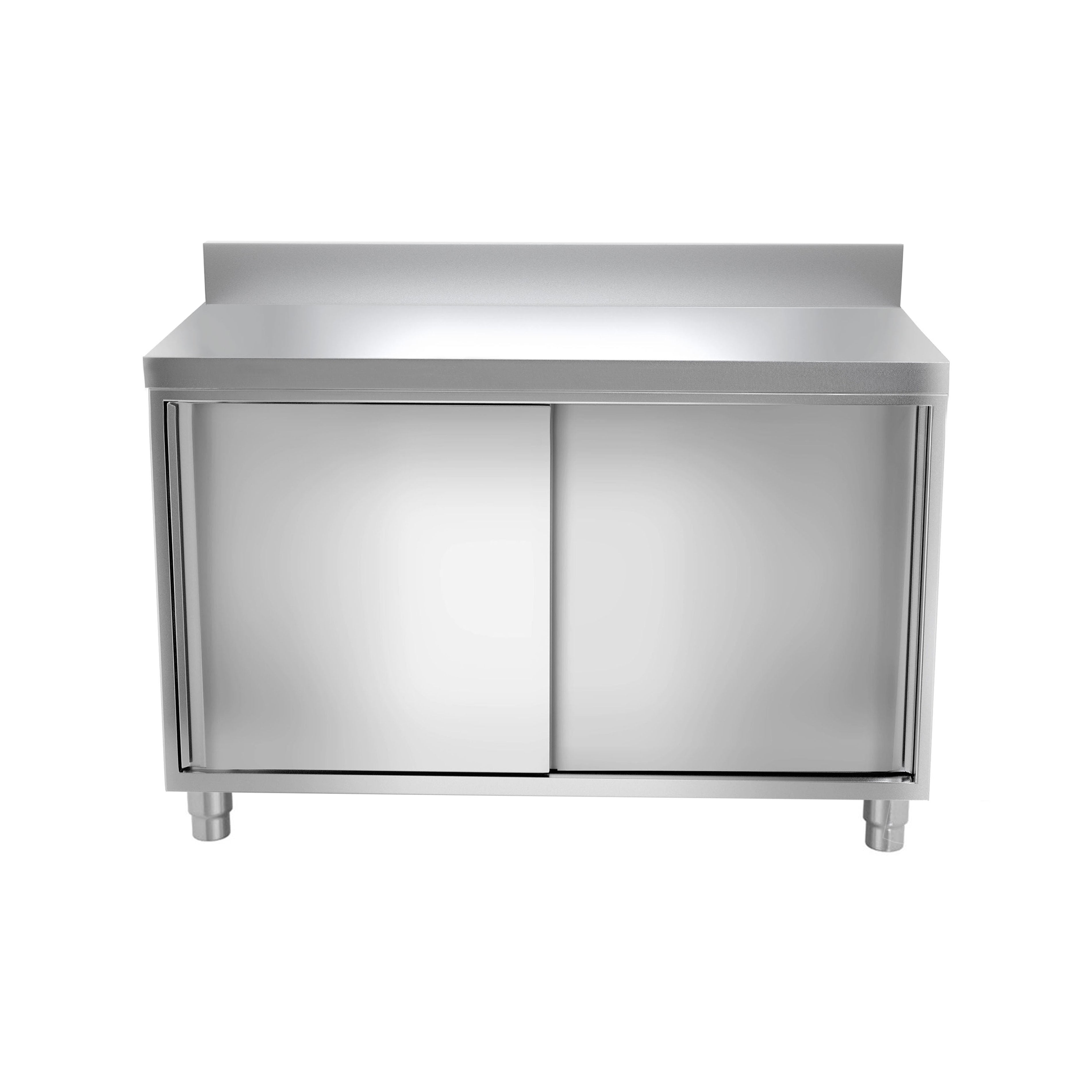 Work cabinet in stainless steel ECO - 1.0 m - with sliding door and back