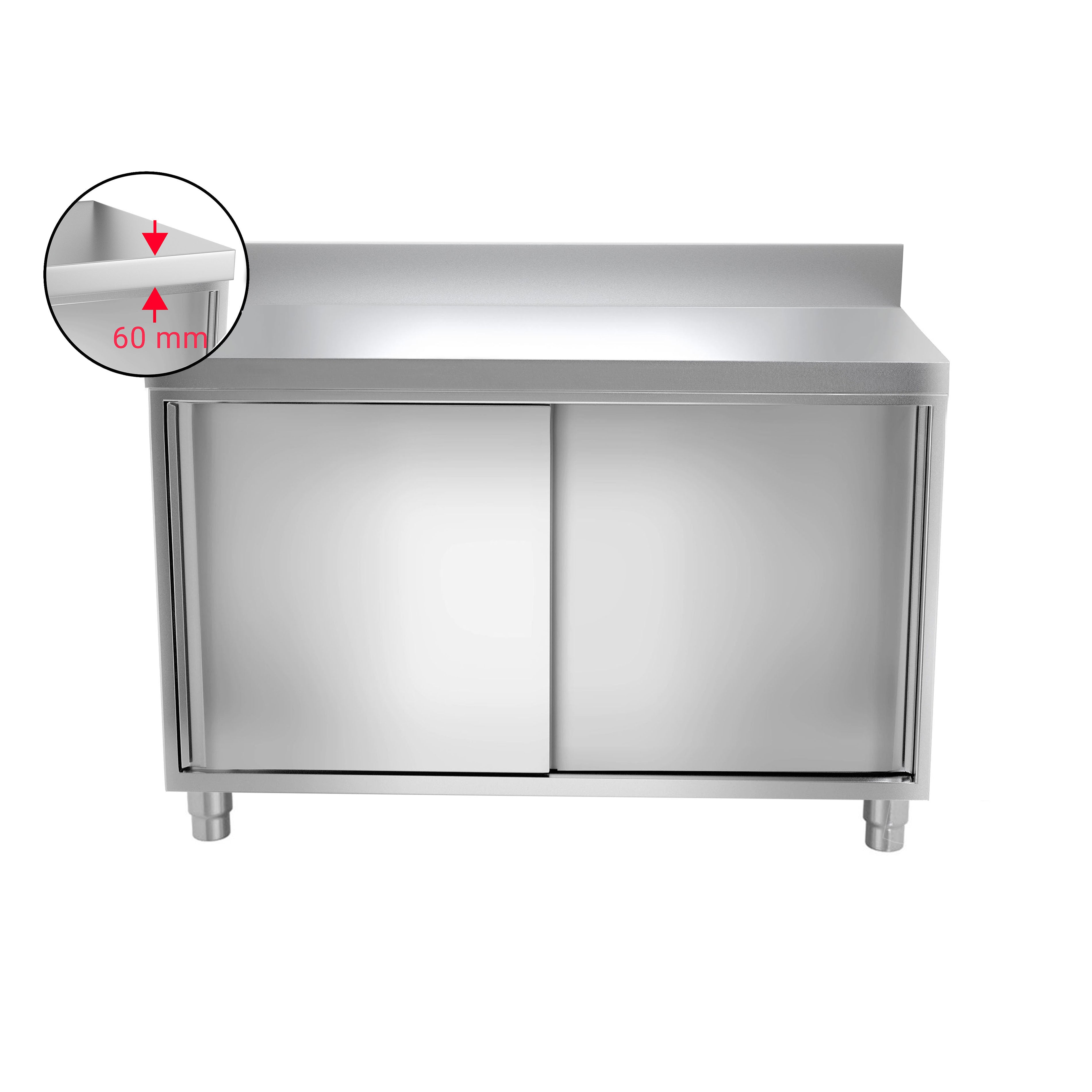 Work cabinet in stainless steel ECO - 1.0 m - with sliding door and back