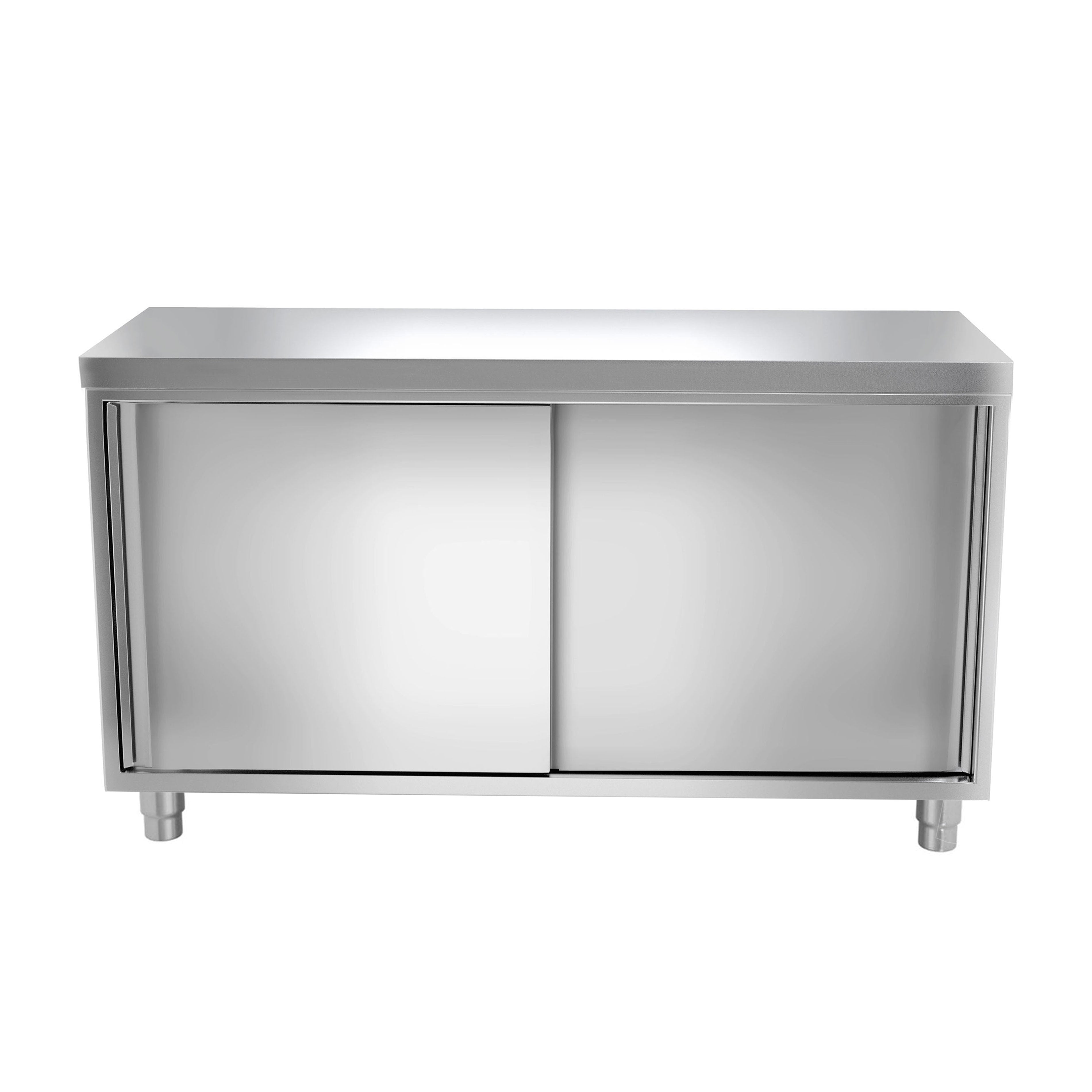 Stainless steel work cabinet - 1.4 m - with sliding door