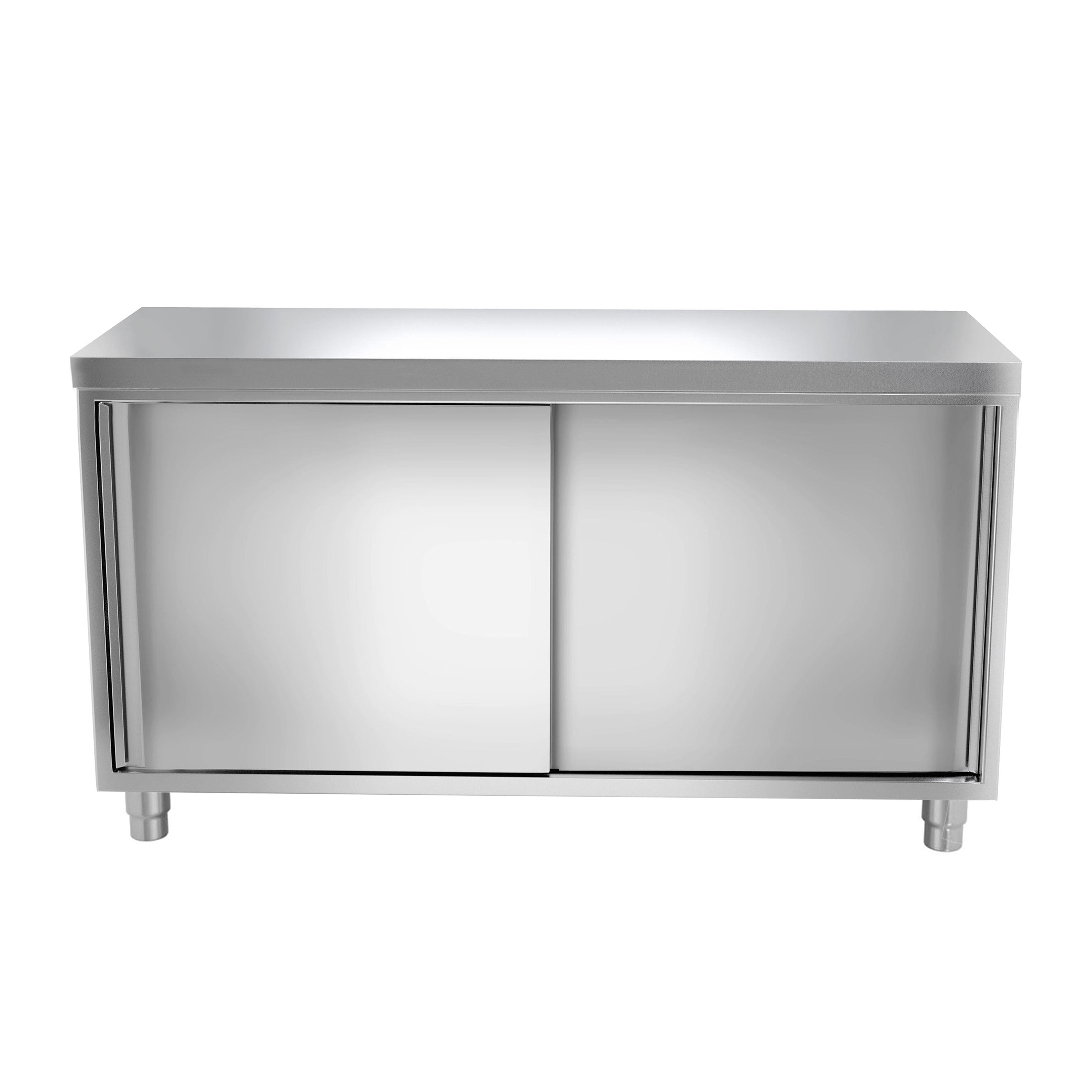 Work cabinet in stainless steel ECO - 1.6 m - with sliding door