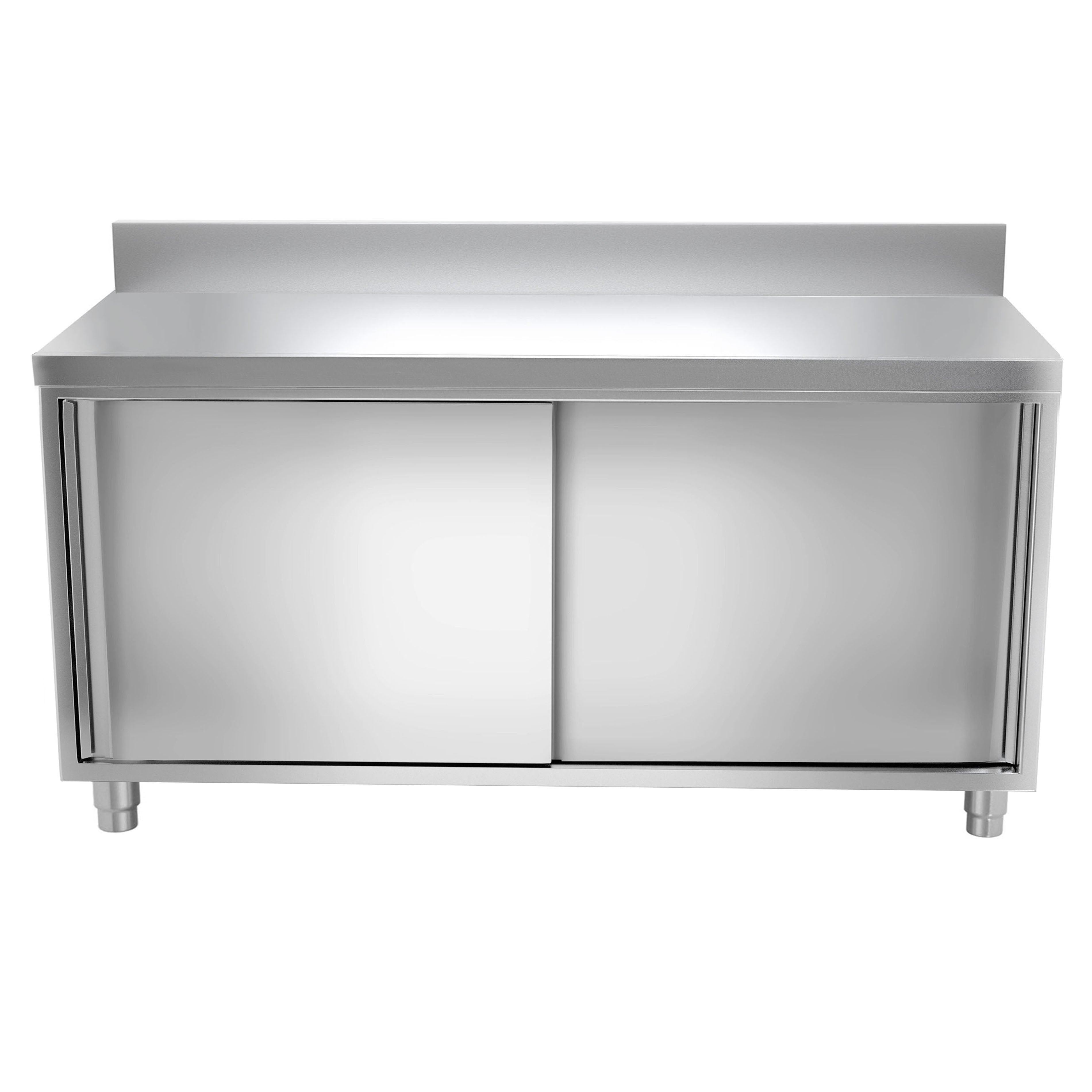 Work cabinet in stainless steel ECO - 2.0 m - with sliding door and back