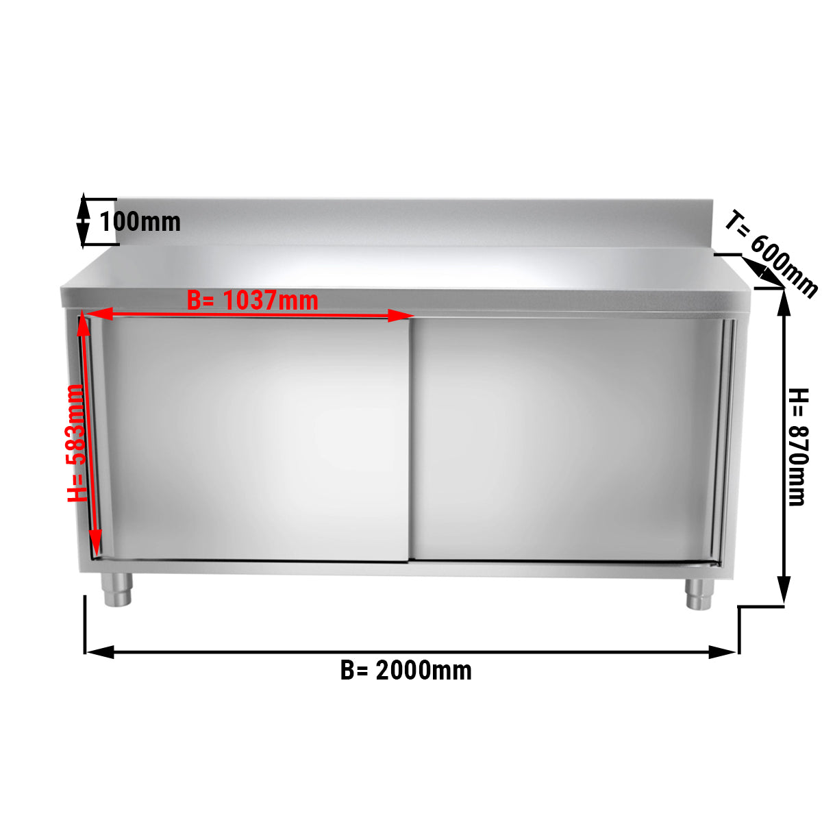 Worktop PREMIUM 2.0 m - with folding door and edging