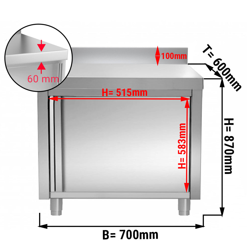 Worktop PREMIUM 0.6 m - with double door and edging