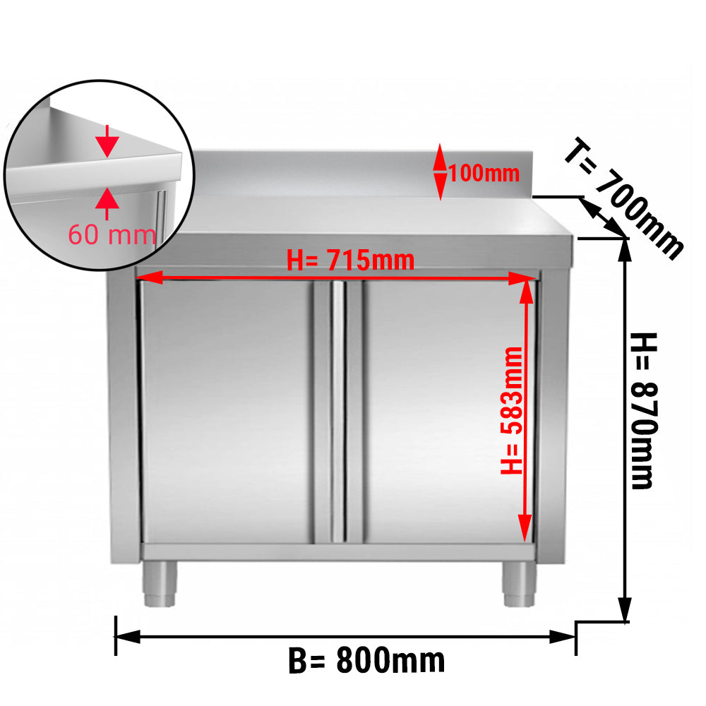 Worktop PREMIUM 0.8 m - with double door and edging