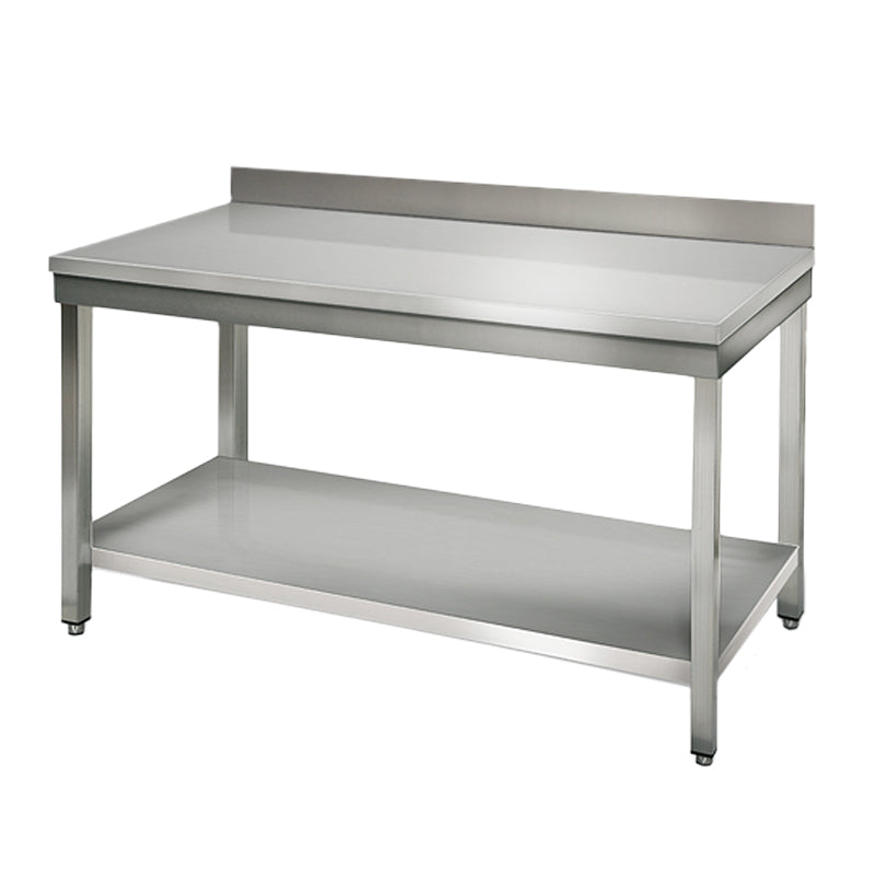 Stainless steel ECO work table - 1.0 m - with lower shelf and board