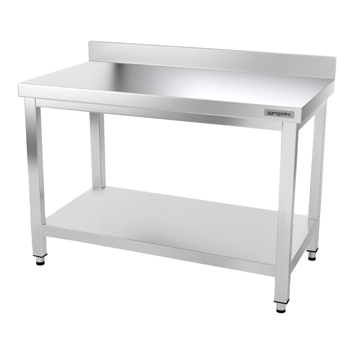 PREMIUM work table made of stainless steel 1.2 m - with lower shelf and board