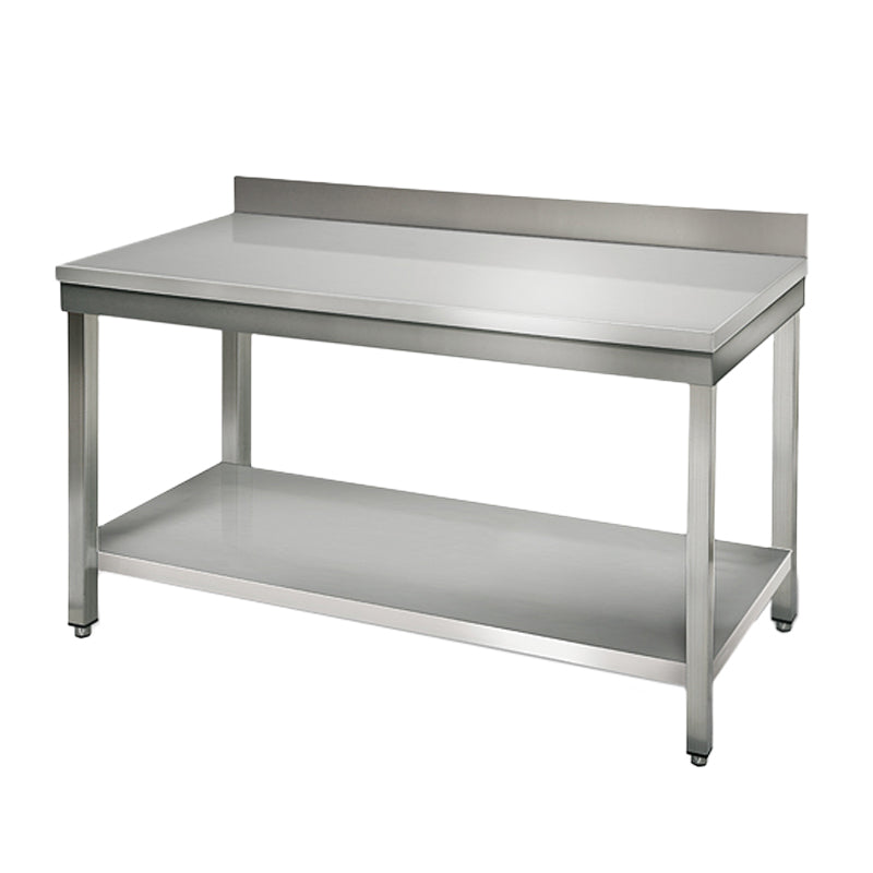 Stainless steel ECO work table - 1.2 m - with lower shelf and board