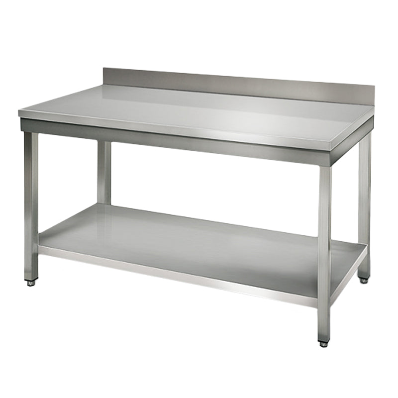 Stainless steel ECO work table - 1.4 m - with lower shelf and board