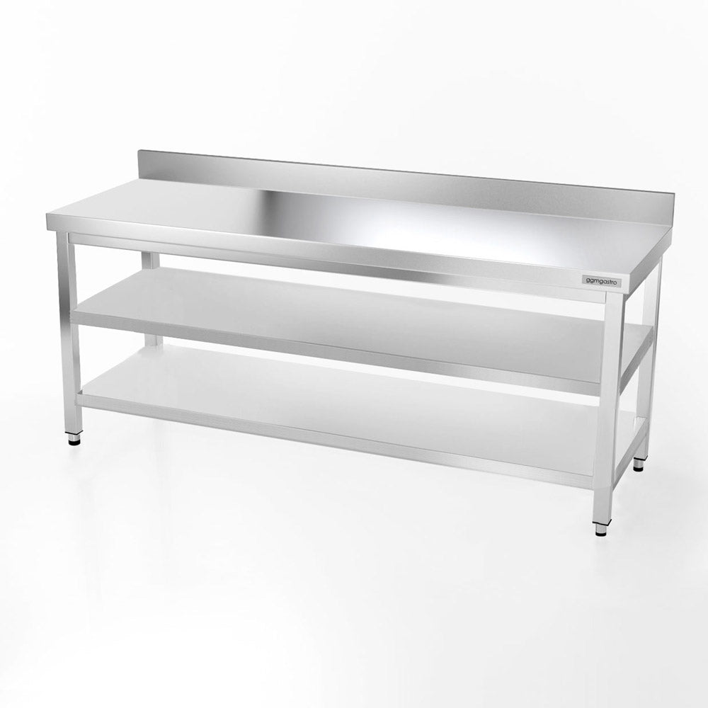 PREMIUM stainless steel work table - 2.0 m. - with main shelf, intermediate shelf and stand