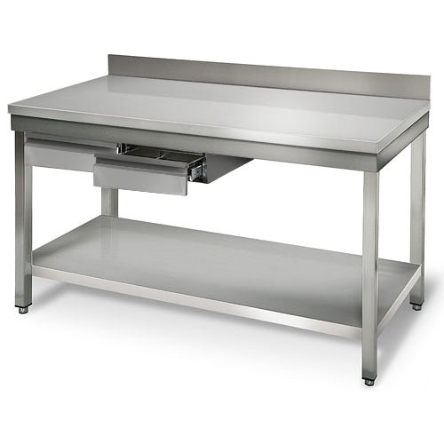 Stainless steel ECO work table - 1.2 m - with lower shelf and board