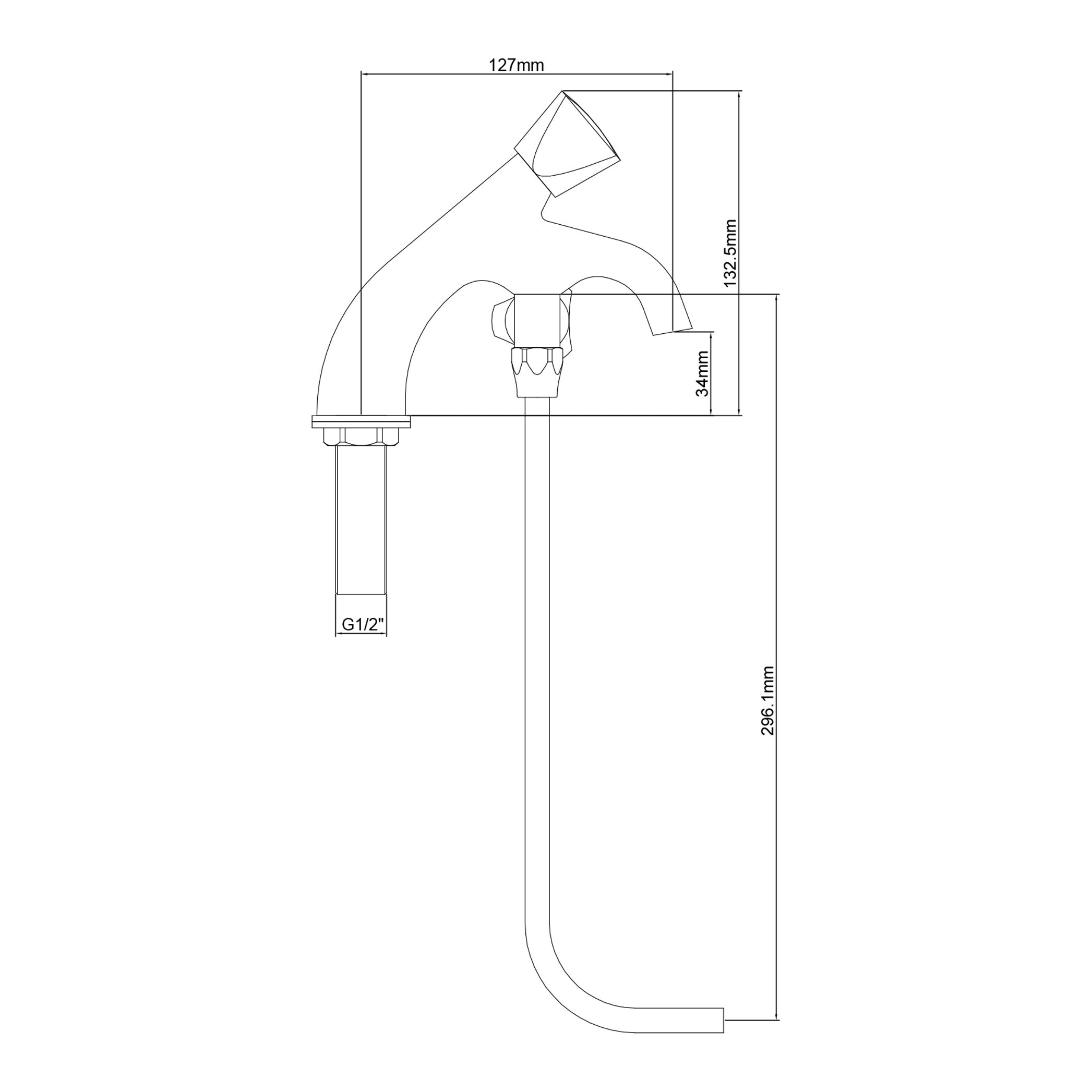 Single hole faucet with under sink pipe