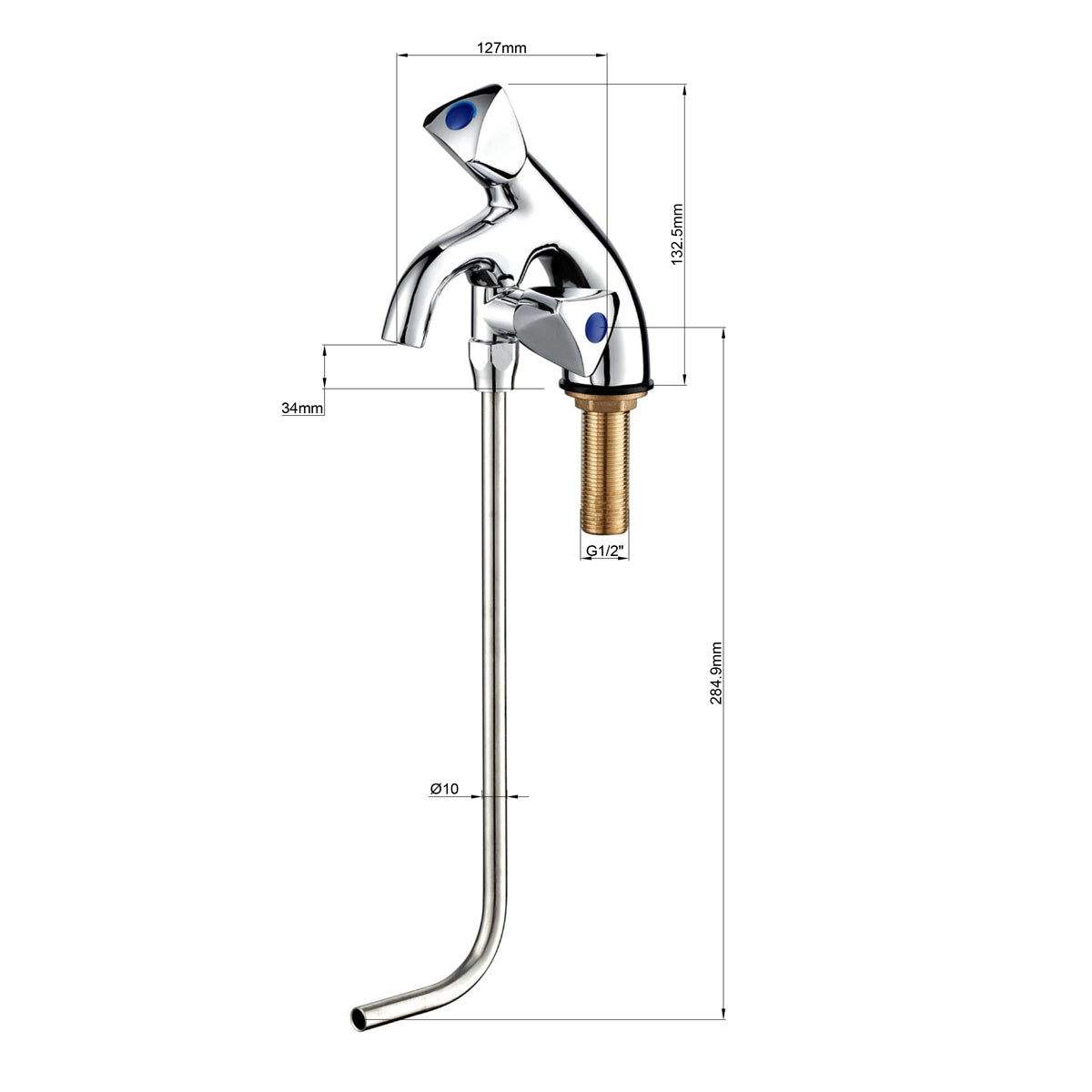 Single hole faucet with under sink pipe