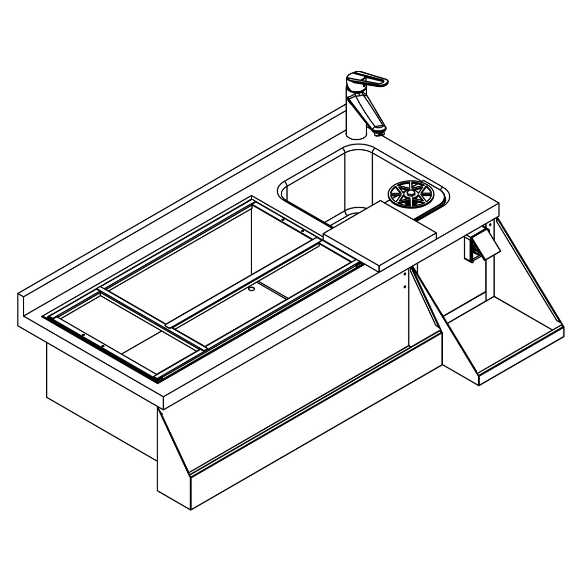 Bar/Refrigerated table for drinks - 1.2 x 0.6 m - 150 liters - with 2 doors and shelves