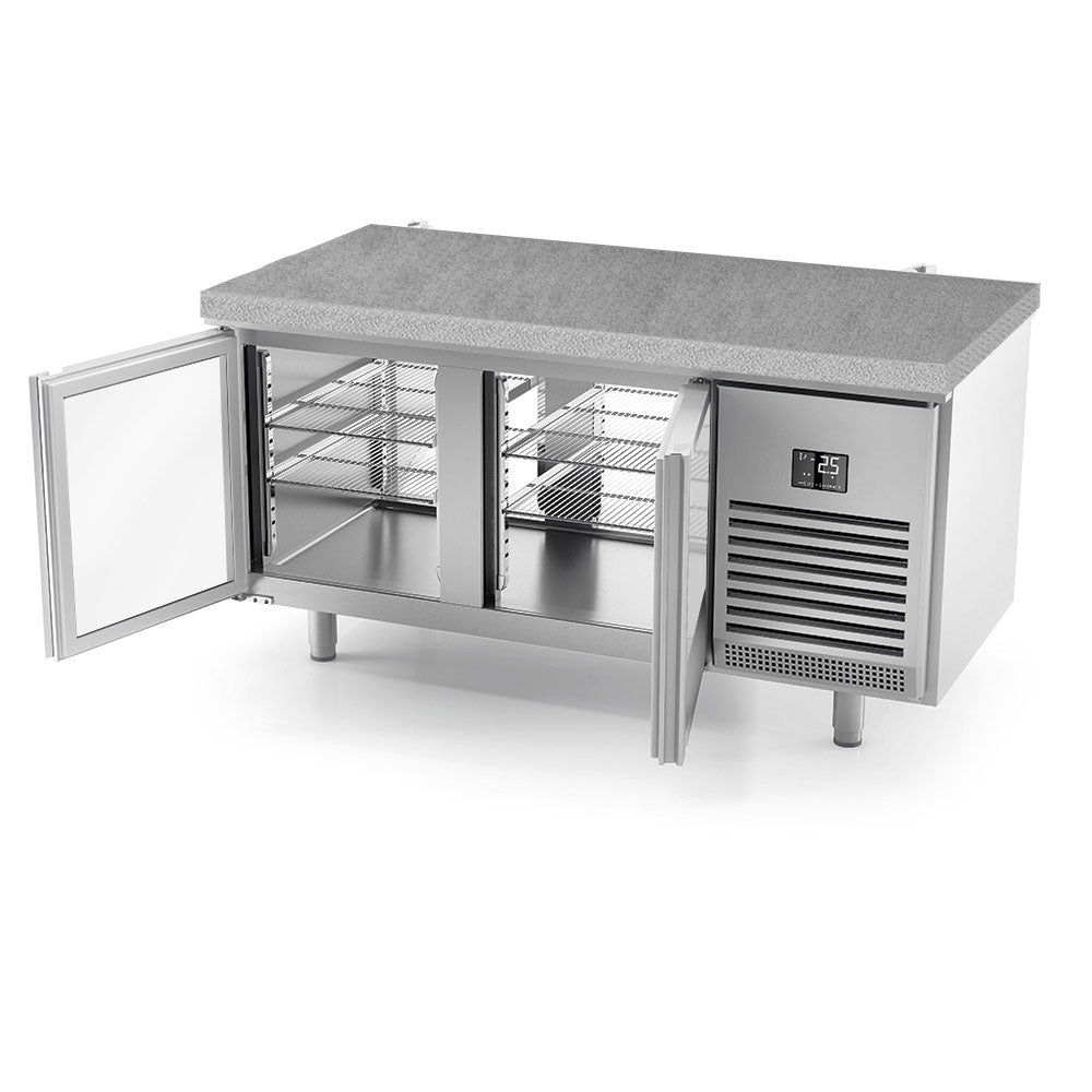 Refrigerated table for bakery products (EN) - with double-sided glass doors