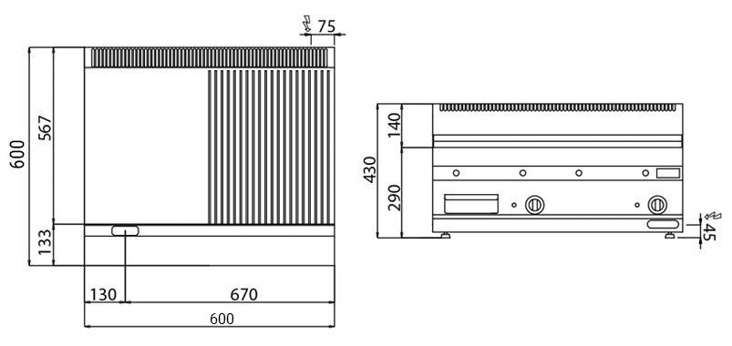 Smooth-ribbed electric plate (9 kW)