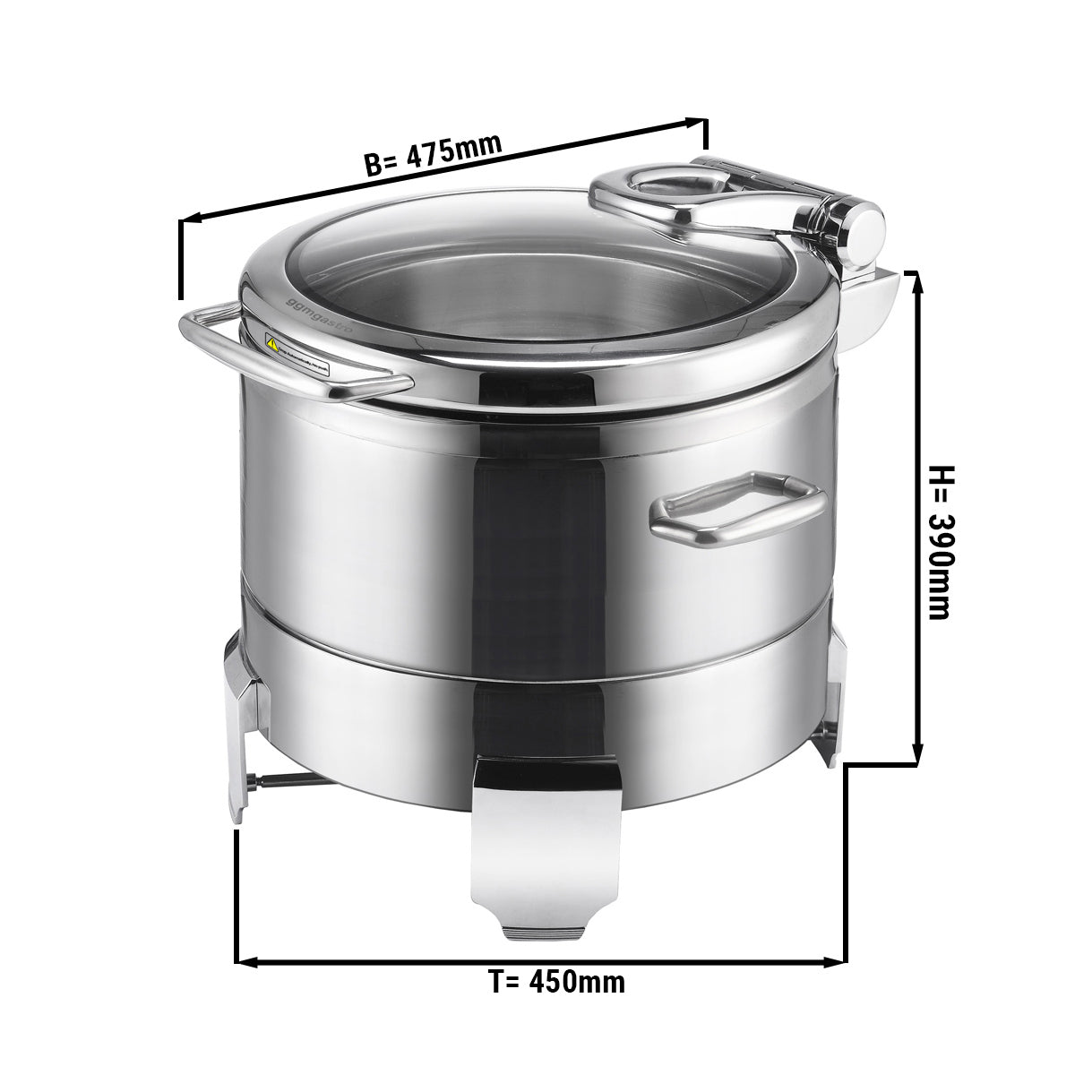 Stainless steel warming dish - 8.9 liters - round