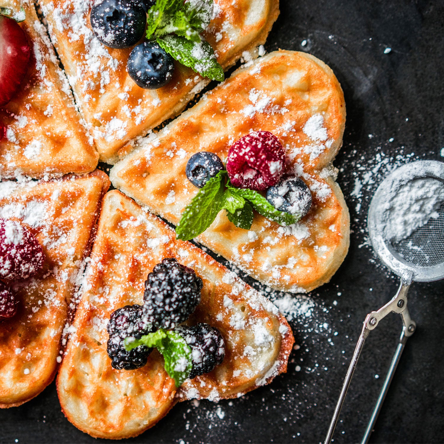 Waffle pan with 2 baking plates (double) - heart shape