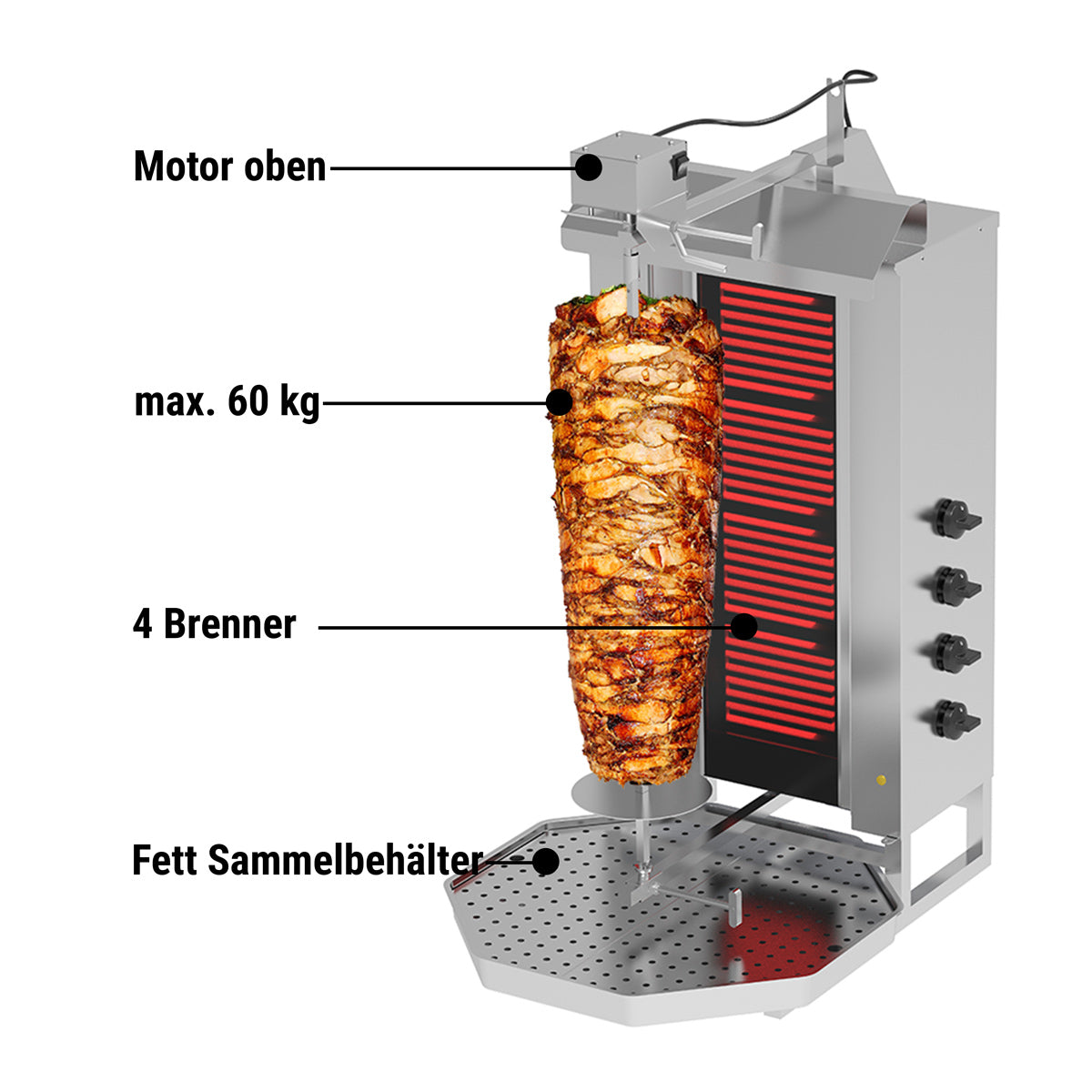 Düner grill with 4 rheotans / maximum 60 kg