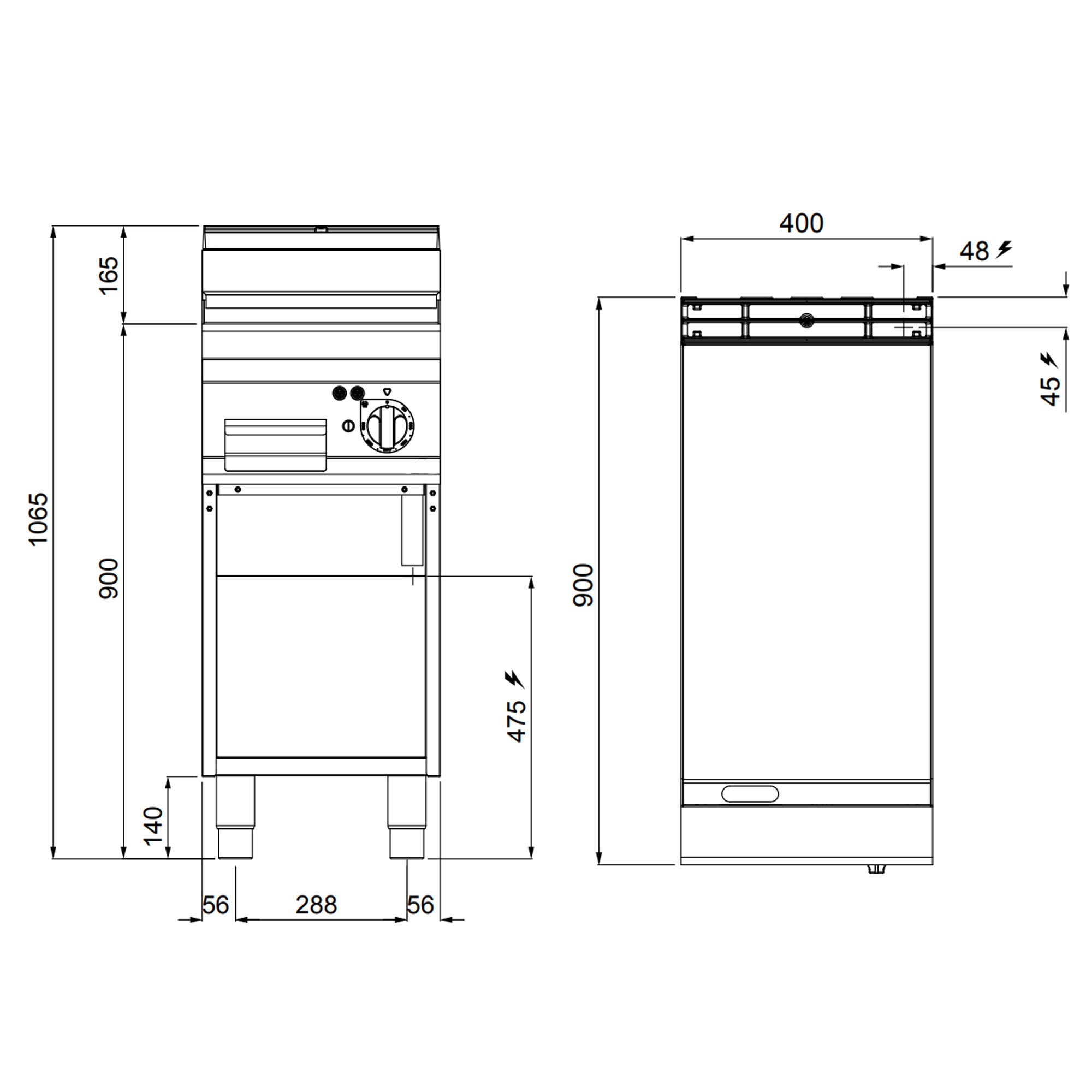 Електрически котлон - гладък - с гланцово покритие (5,7 kW)