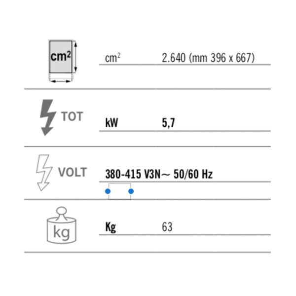 Електрически котлон - гладък - с гланцово покритие (5,7 kW)