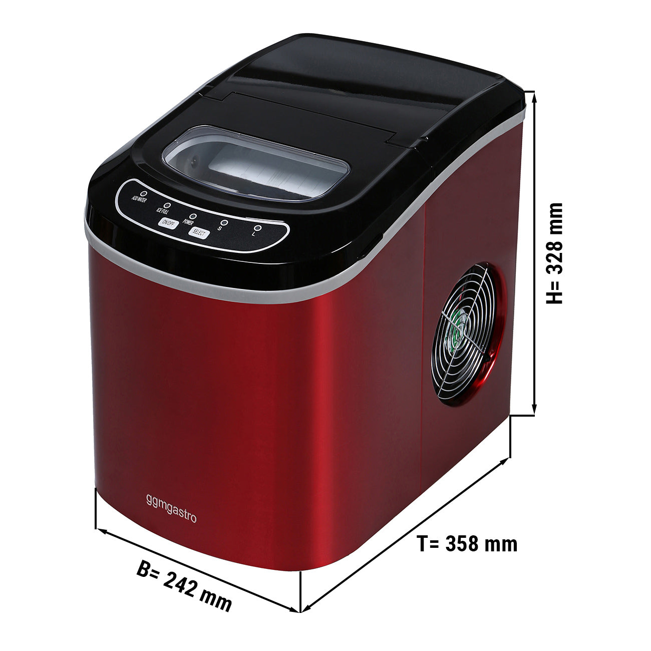 Ice maker 12kg/24h - color red