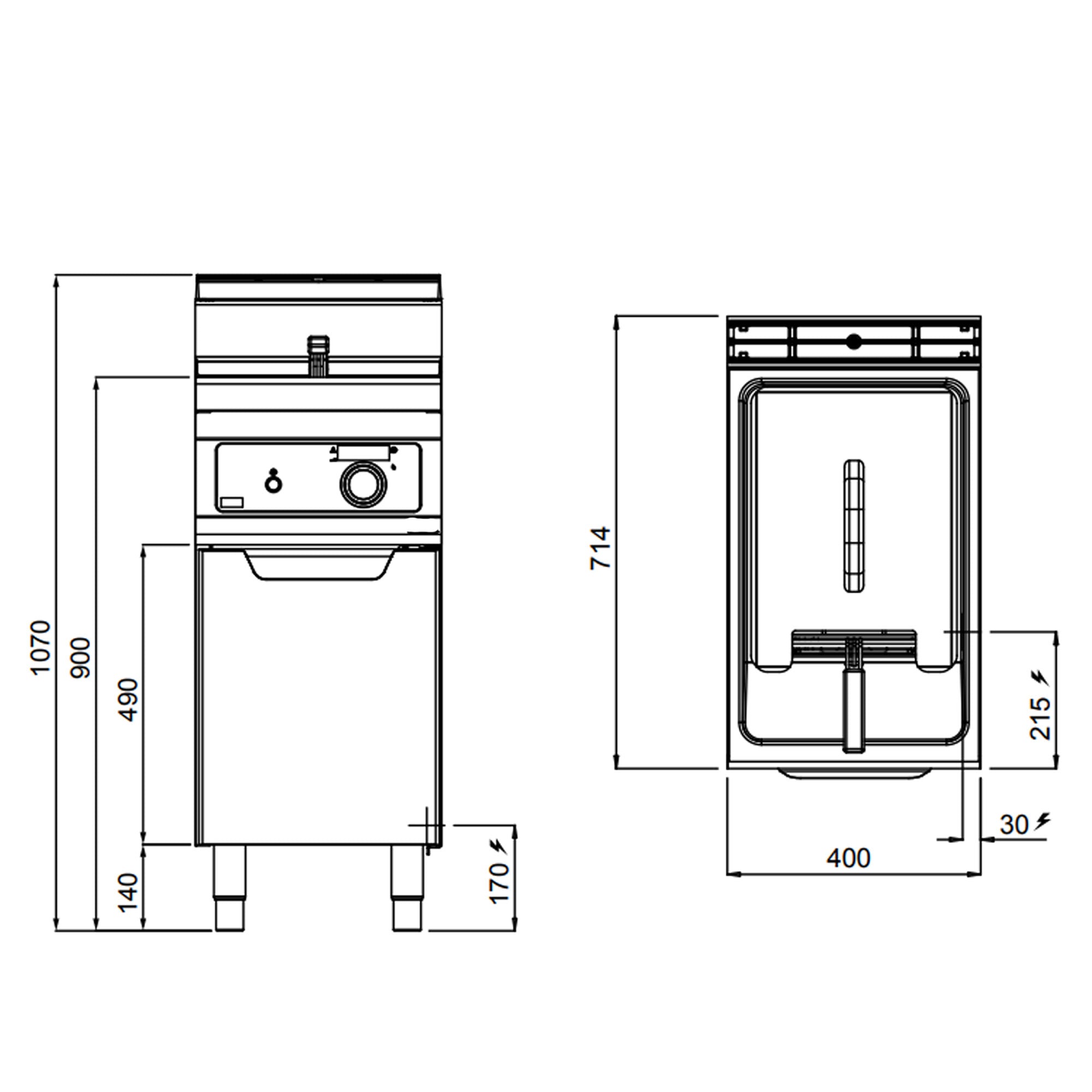 Electric fryer - 18 liters (13.5 kW) - Electronic control