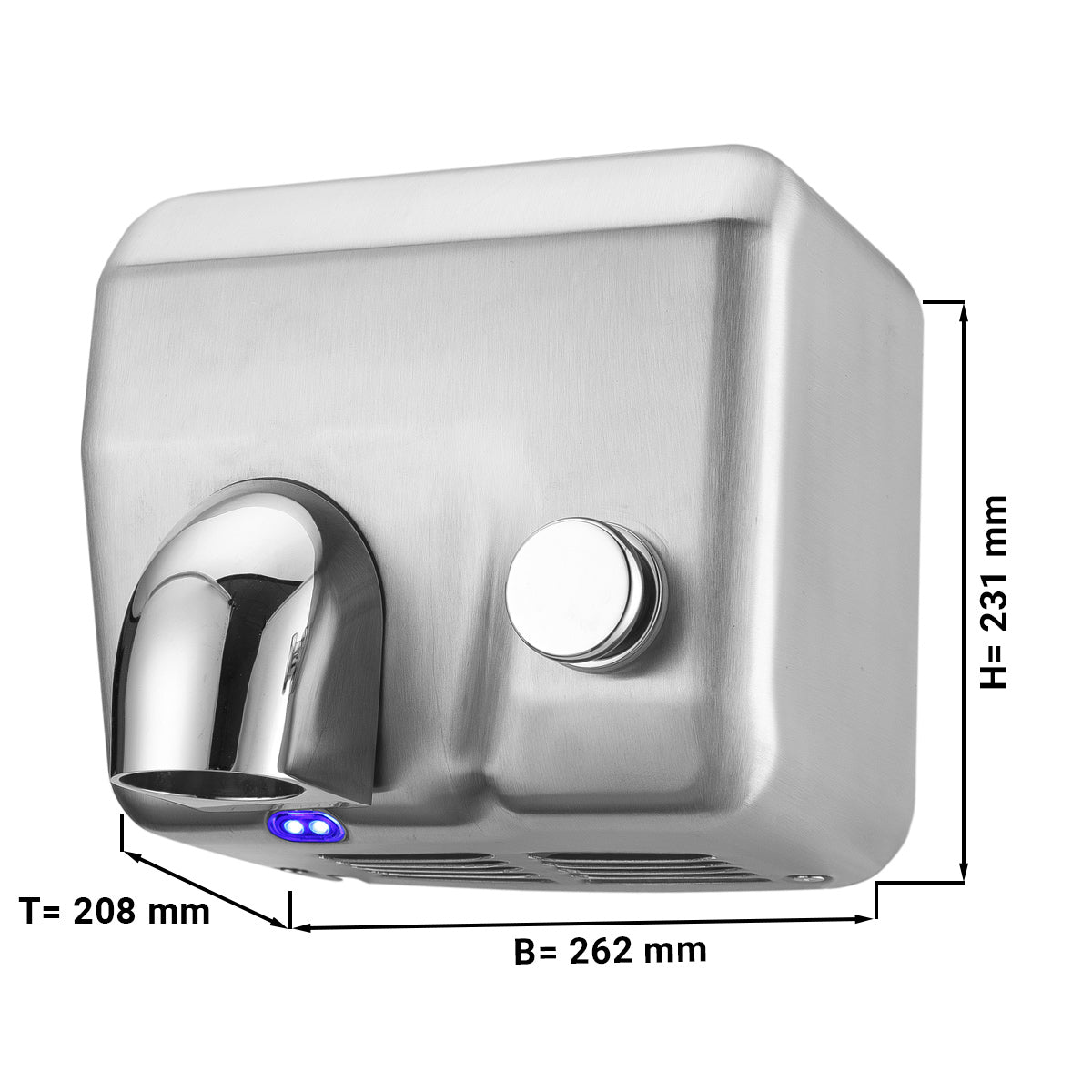 Stainless steel hand dryer with button - Matt