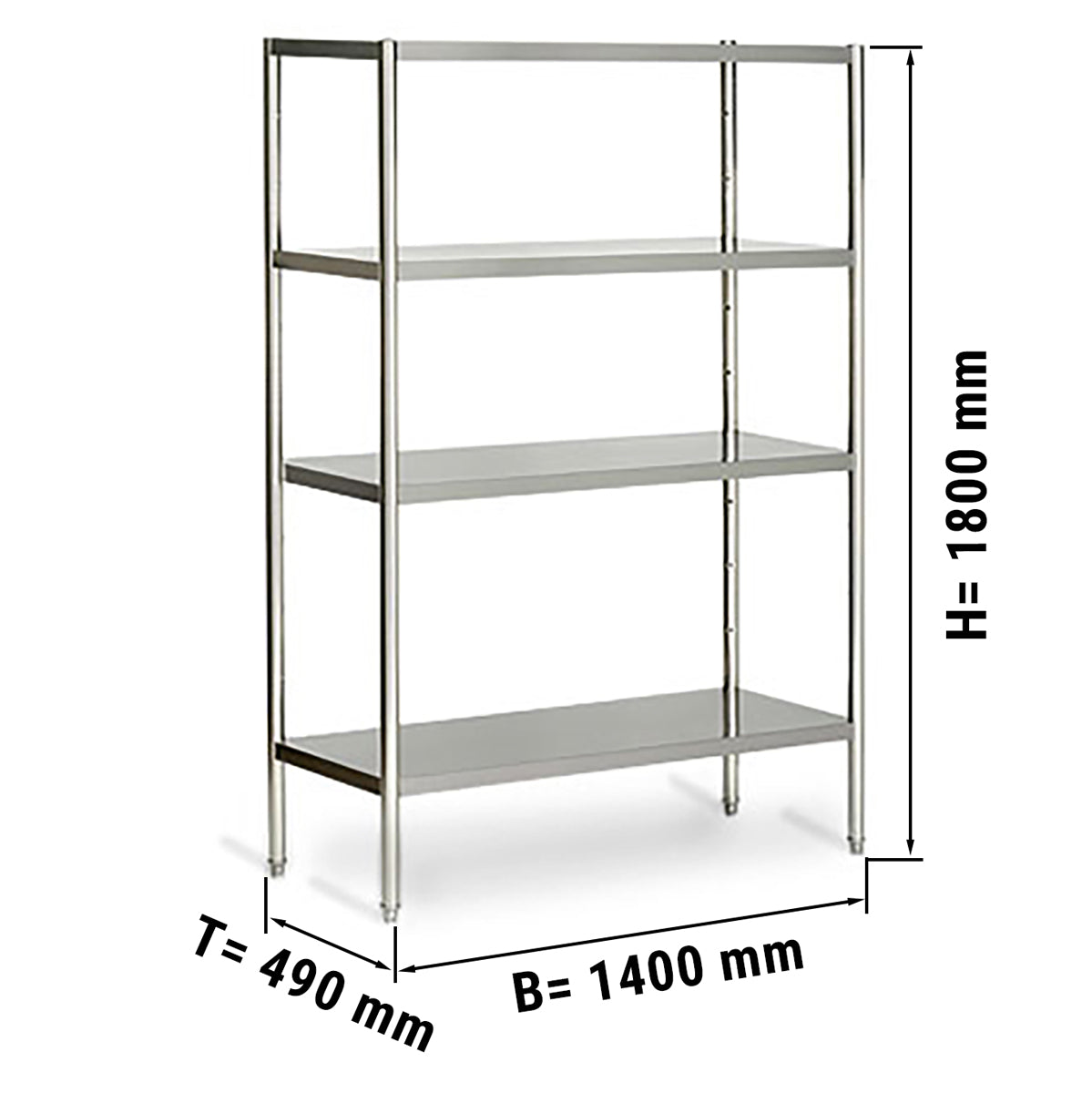 Steel rack ECO 1.4 x 0.5 m - with 4 shelves (ADJUSTABLE)