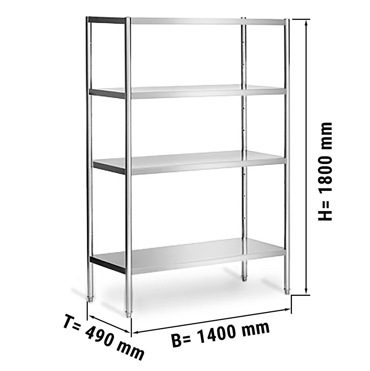 Steel rack PREMIUM 1.4 x 0.5 m - with 4 shelves (ADJUSTABLE)