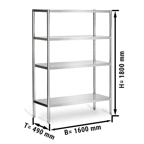 Steel rack PREMIUM 1.6 x 0.5 m - with 4 shelves (ADJUSTABLE)