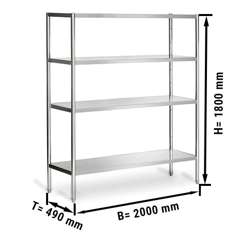 Steel rack PREMIUM 2.0 x 0.5 m - with 4 shelves (ADJUSTABLE)